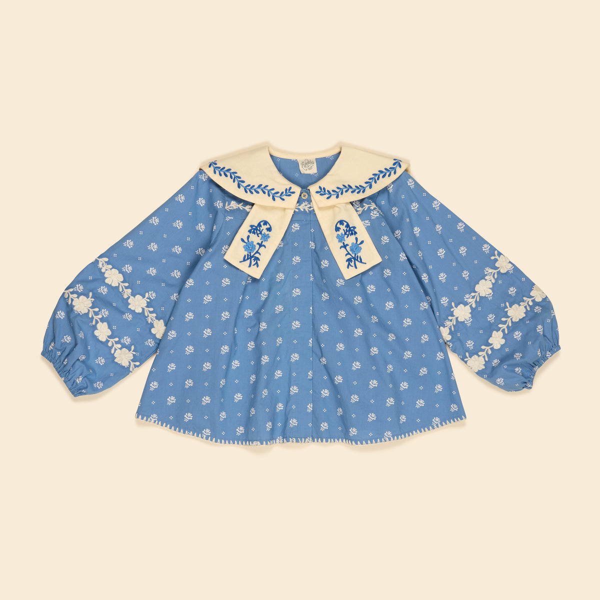 APOLINA  MAGGIE SAILOR BLOUSE - MOUNTAIN CALICO BLUE