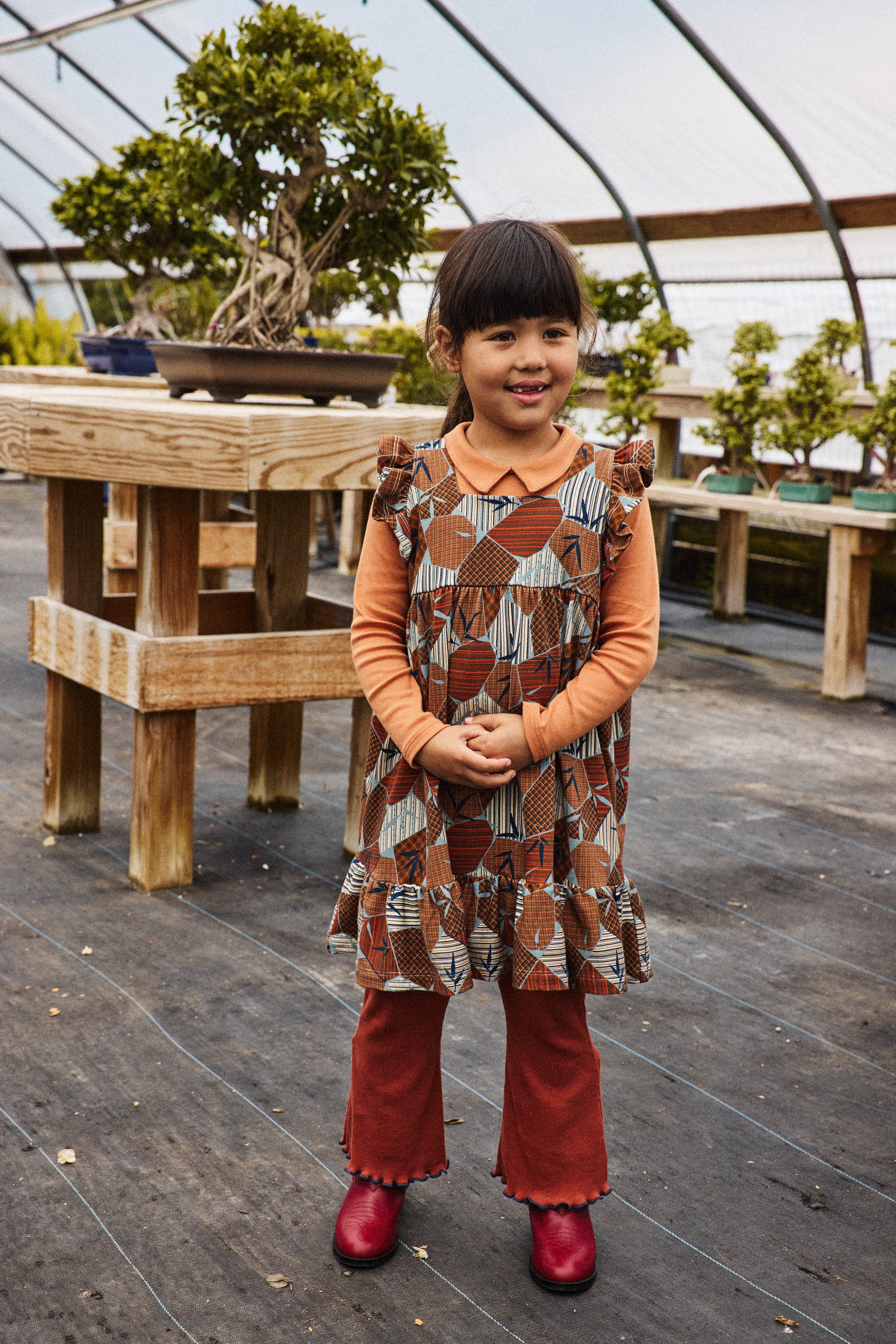 Misha & Puff　RUFFLE SLEEVE DRESS (ROSE GOLD KYOTO)　26aw Drop1