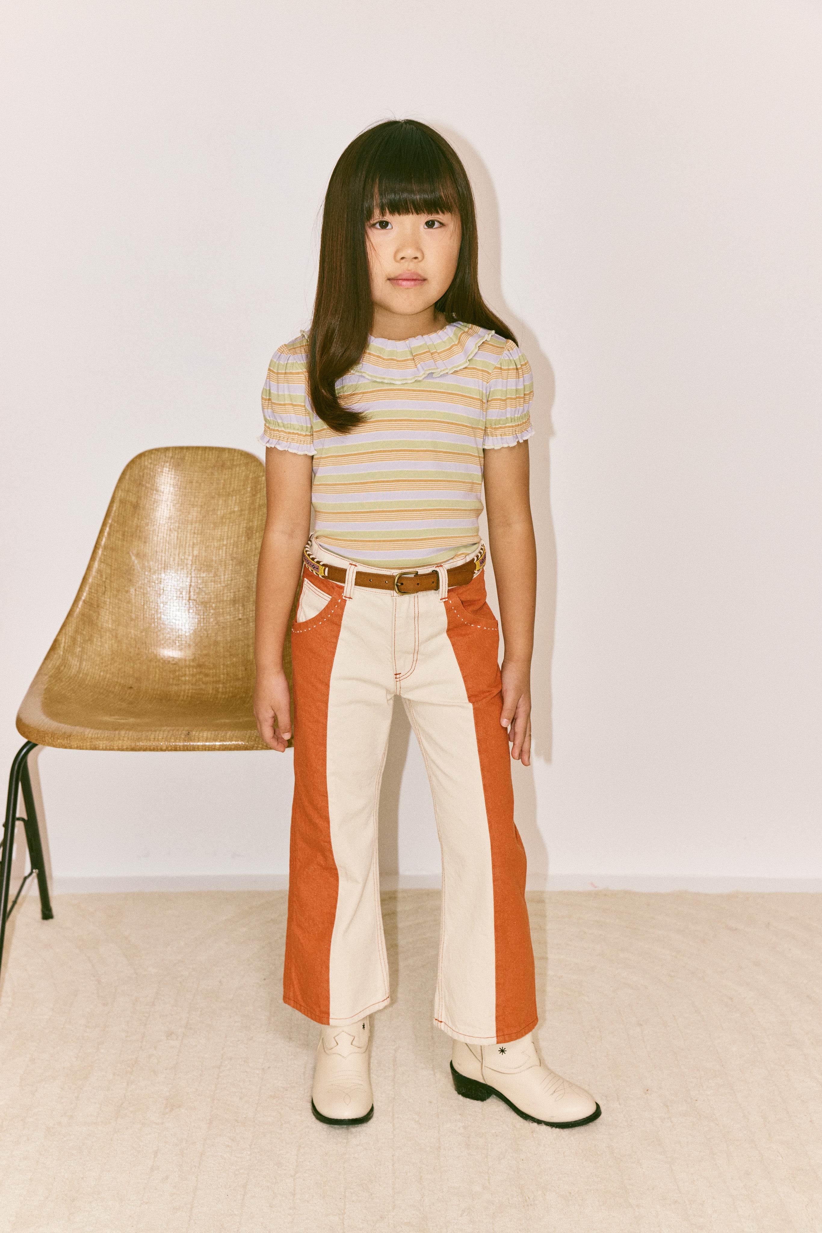 Misha & Puff　BALLOON SLEEVE PALOMA TEE  MIST AVENUE STRIPE  26ss Drop1