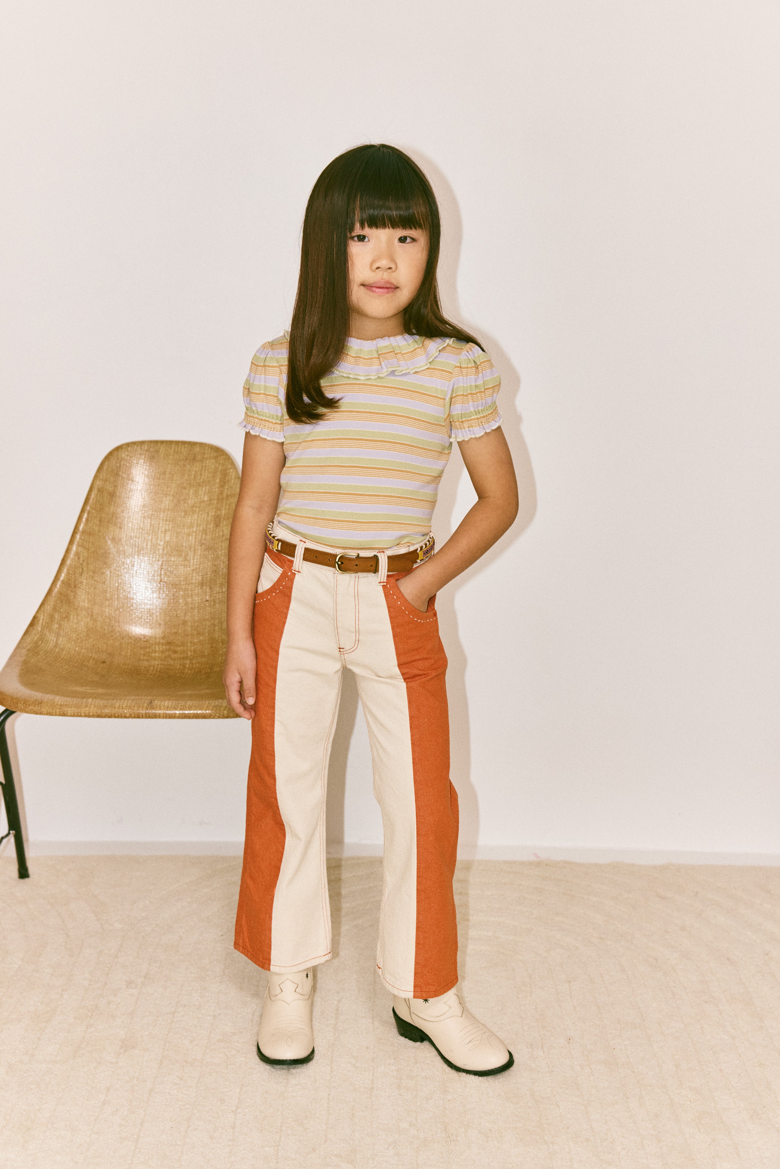 Misha & Puff　BALLOON SLEEVE PALOMA TEE  MIST AVENUE STRIPE  26ss Drop1