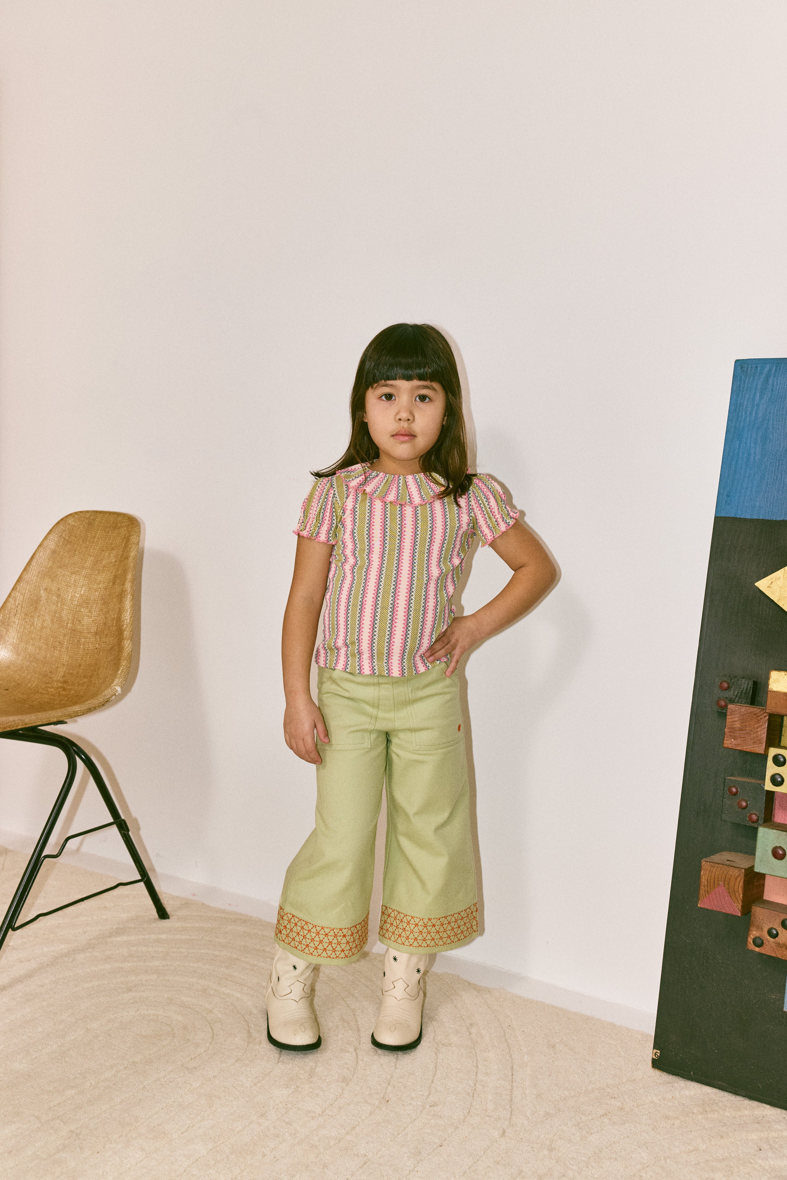 Misha & Puff  BALLOON SLEEVE PALOMA TEE  AURA VAQUERO STRIPE  26ss Drop2