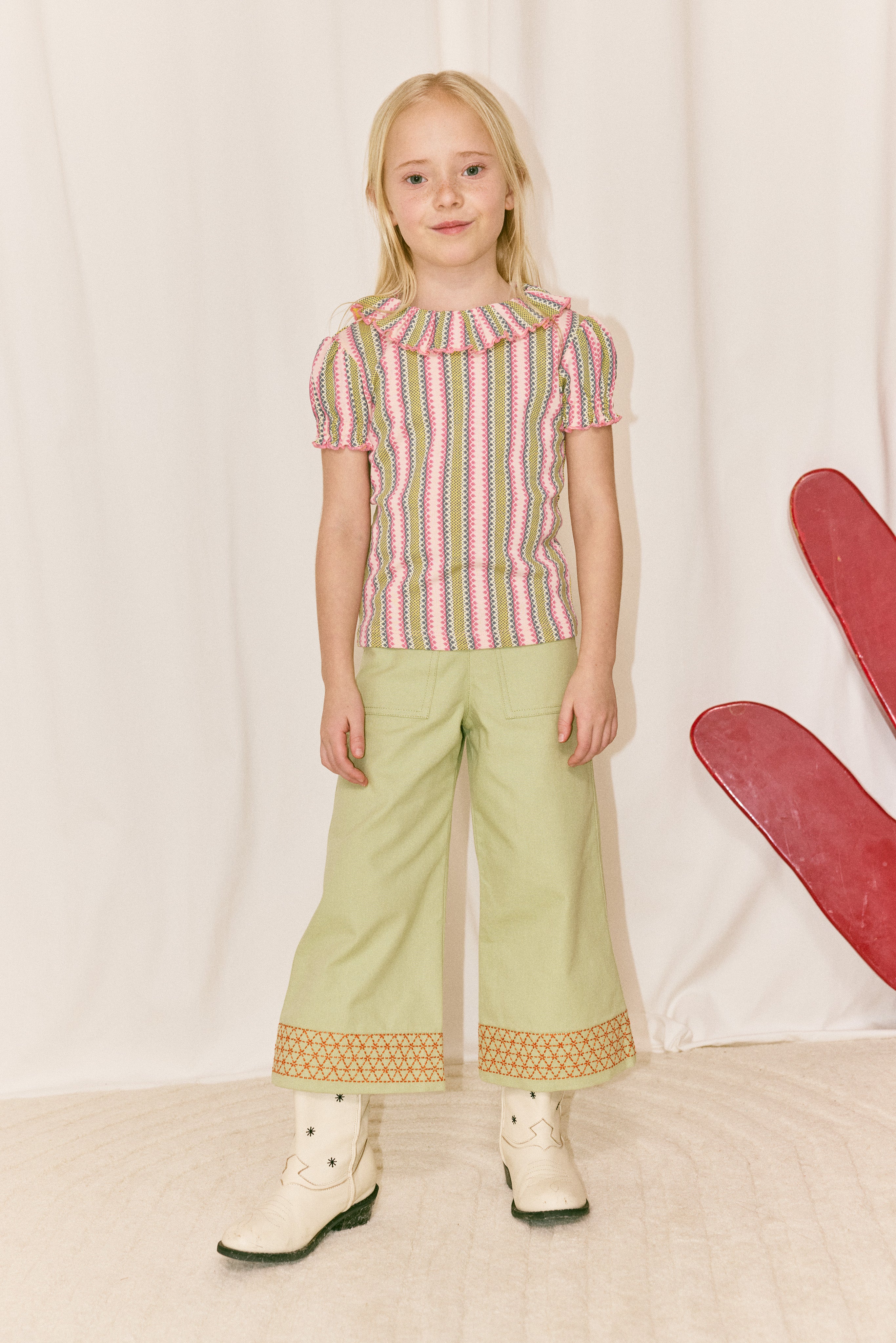 Misha & Puff  BALLOON SLEEVE PALOMA TEE  AURA VAQUERO STRIPE  26ss Drop2