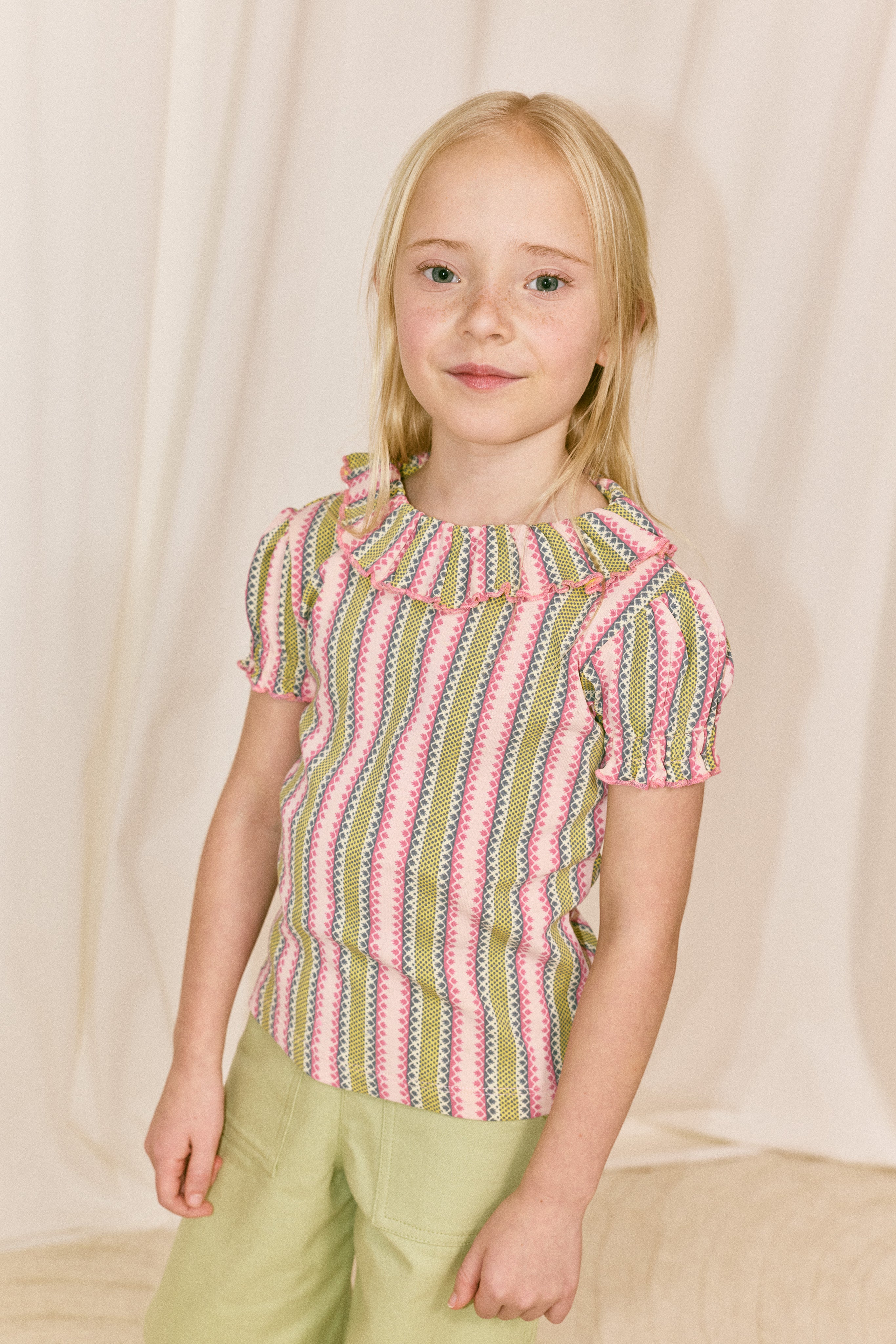 Misha & Puff  BALLOON SLEEVE PALOMA TEE  AURA VAQUERO STRIPE  26ss Drop2