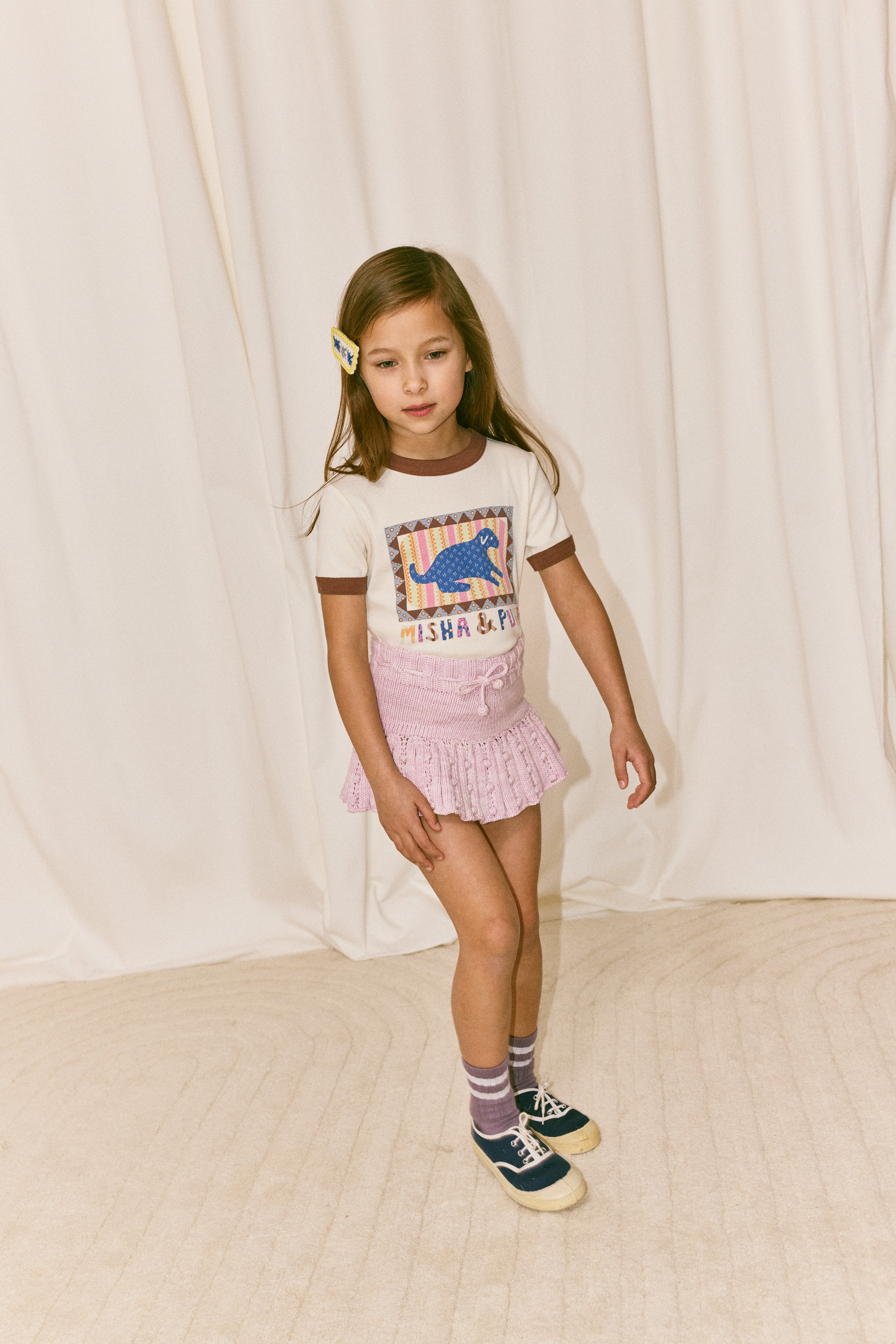 Misha & Puff DOG COLLAGE RIGER TEE MARZIPAN 26ss Drop1