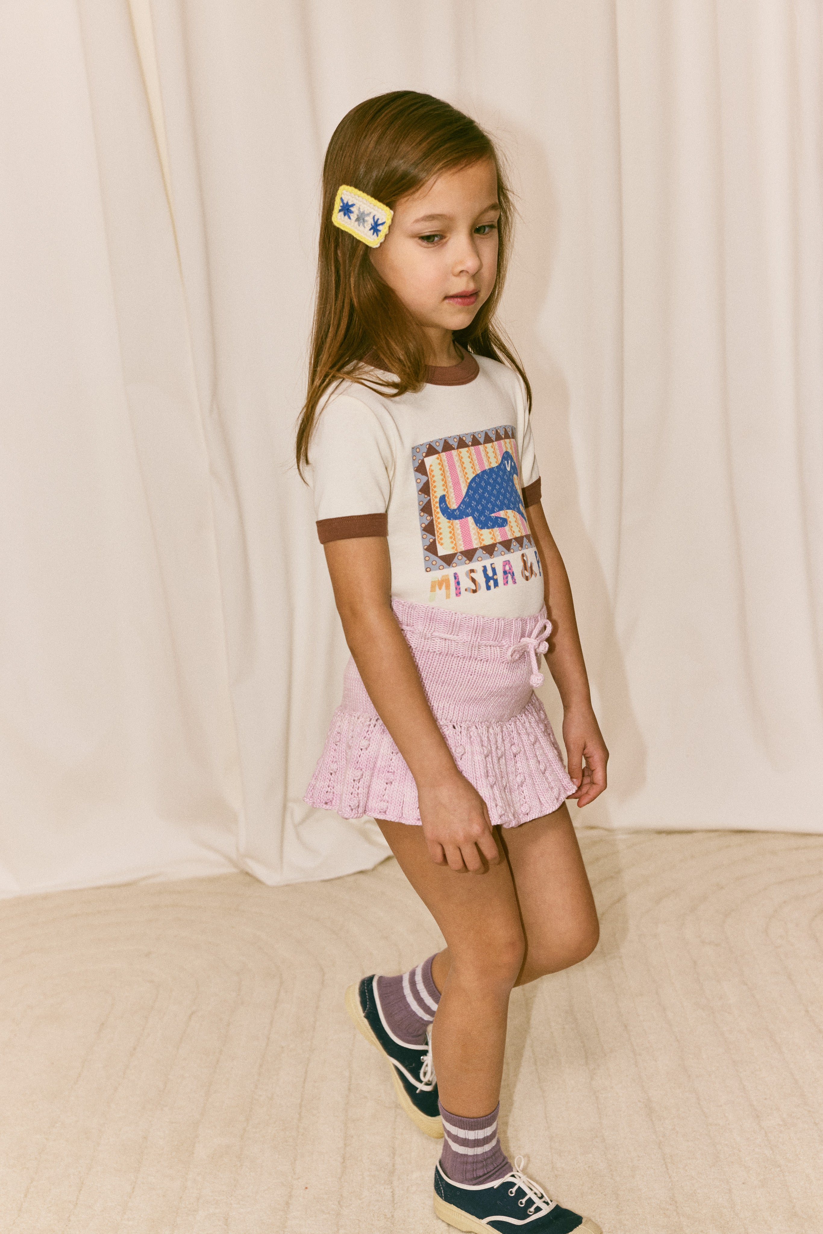 Misha & Puff　DOG COLLAGE RIGER TEE  MARZIPAN  26ss Drop1