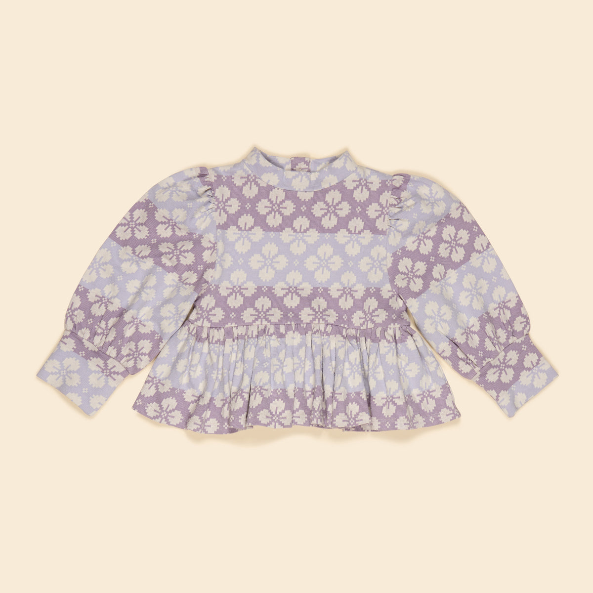 APOLINA  MYA PEPLUM JERSEY TOP - ICELANDIC POPPY JACQUARD