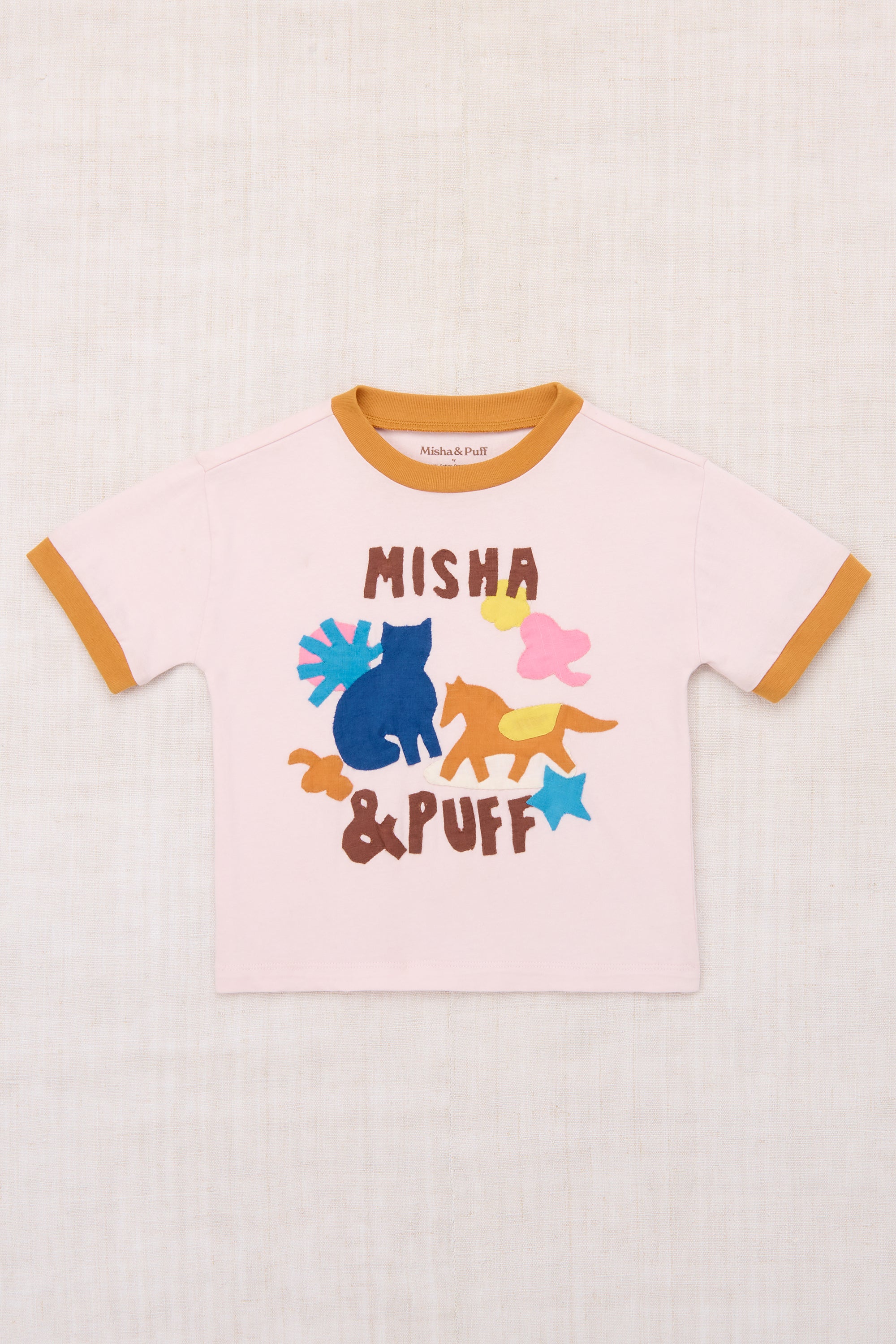Misha & Puff Tシャツ 3歳　落書き Misha & Puff PASTURE APPLIQUE TEE AURA 26ss Drop2