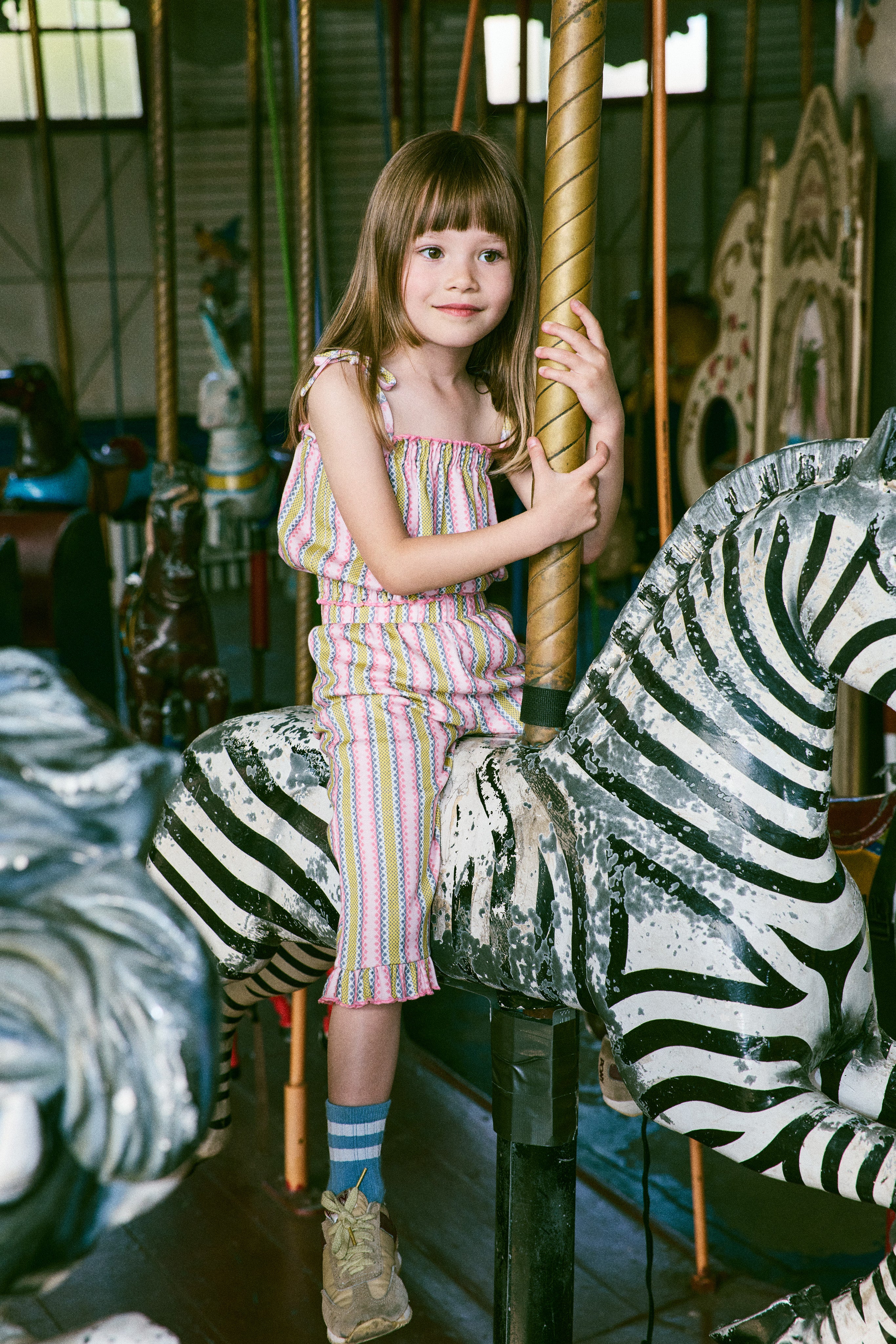 Misha & Puff RUFFLE PEDAL PUSHER AURA VAQUERO STRIPE 26ss Drop2