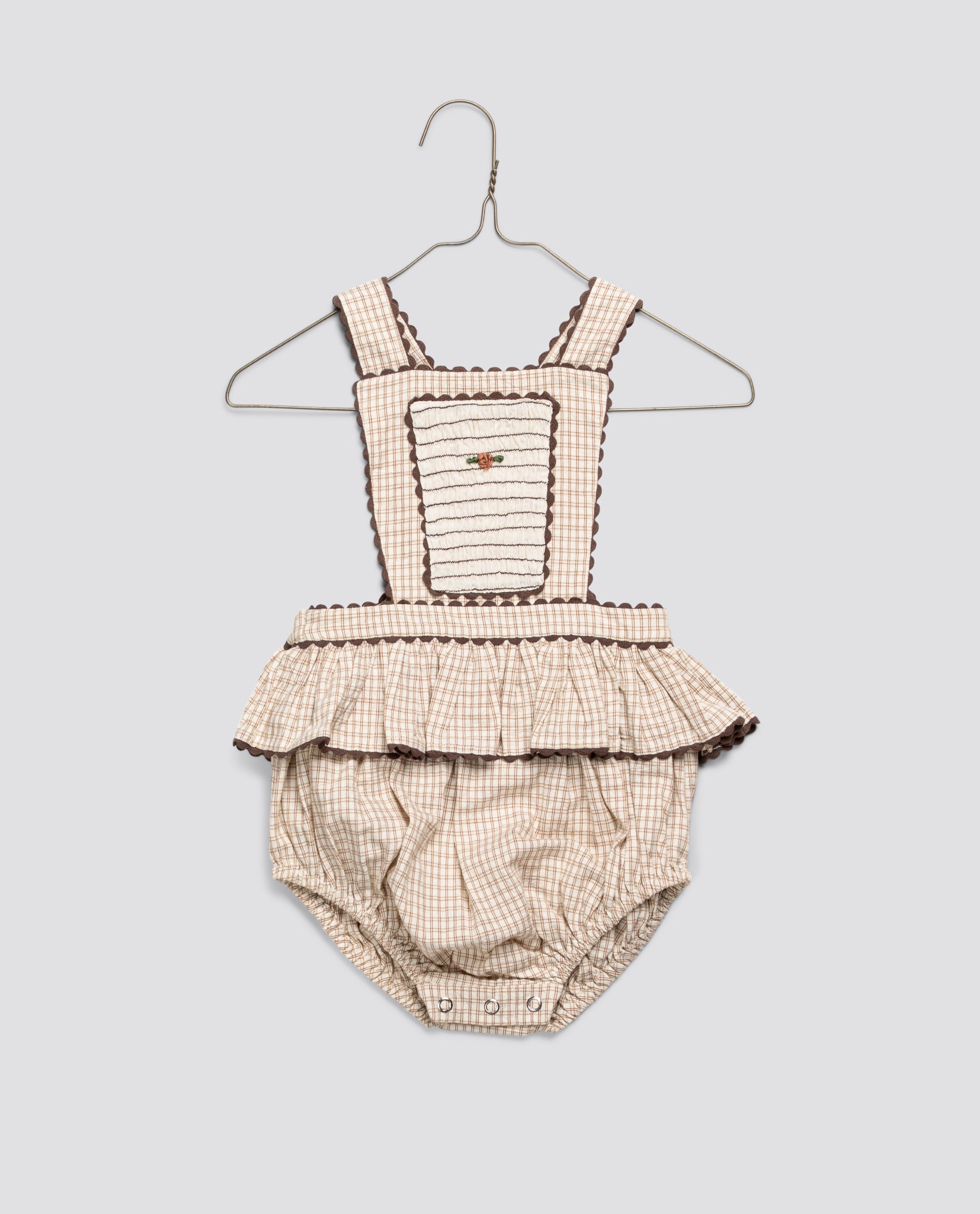 little cotton clothes  Dhalia Romper Straw Check