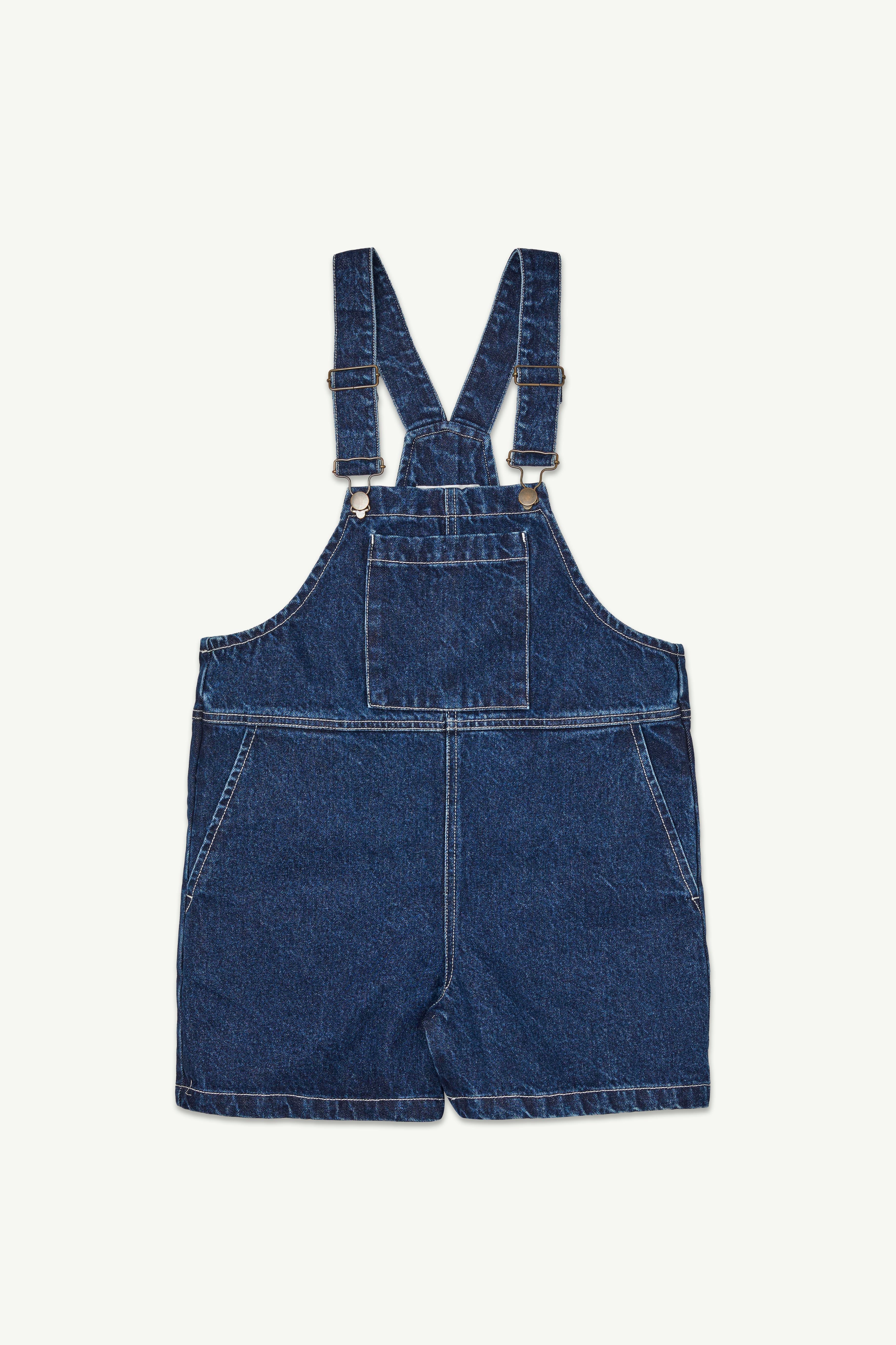 main story　Short Dungaree  Washed Denim