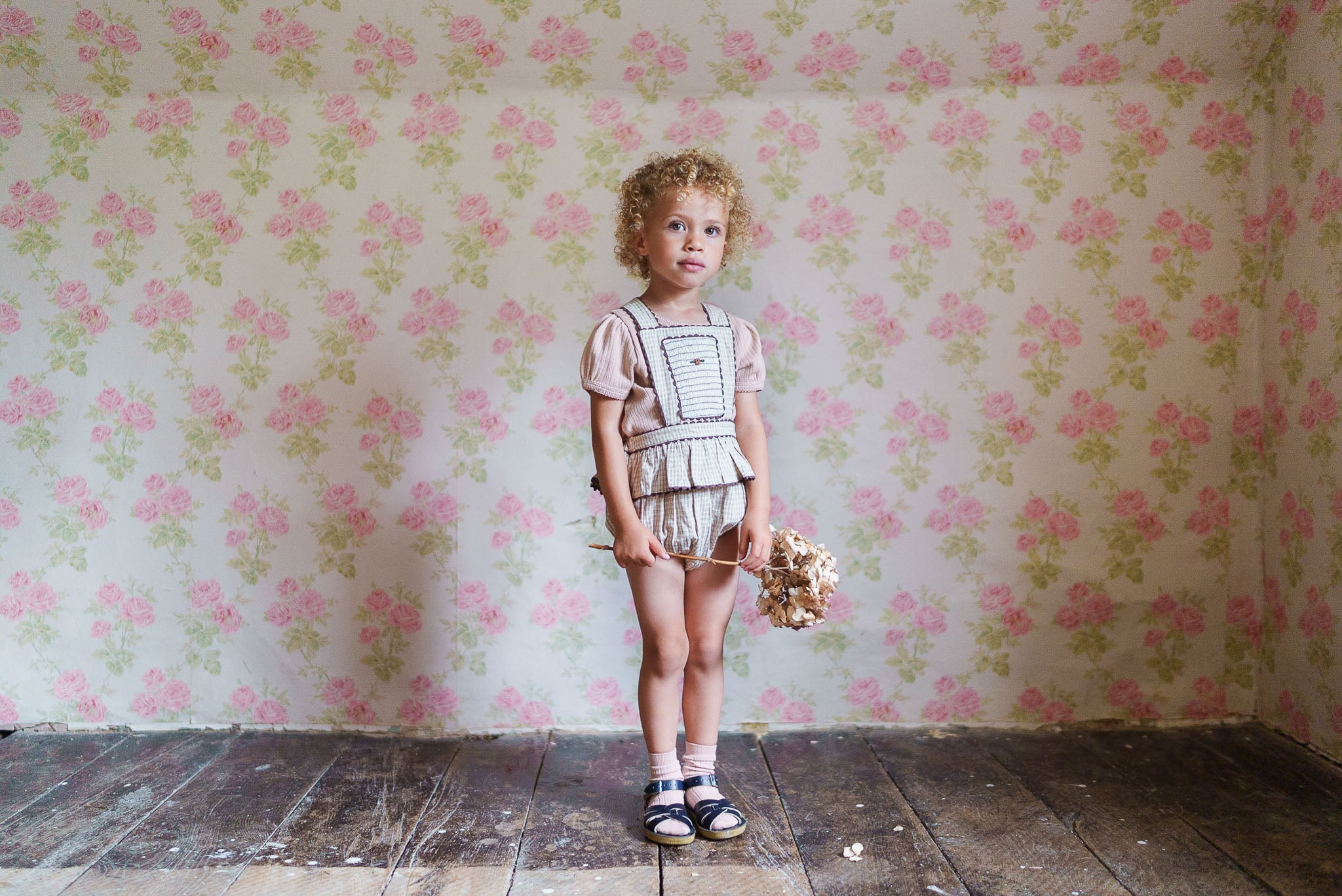 little cotton clothes  Dhalia Romper Straw Check