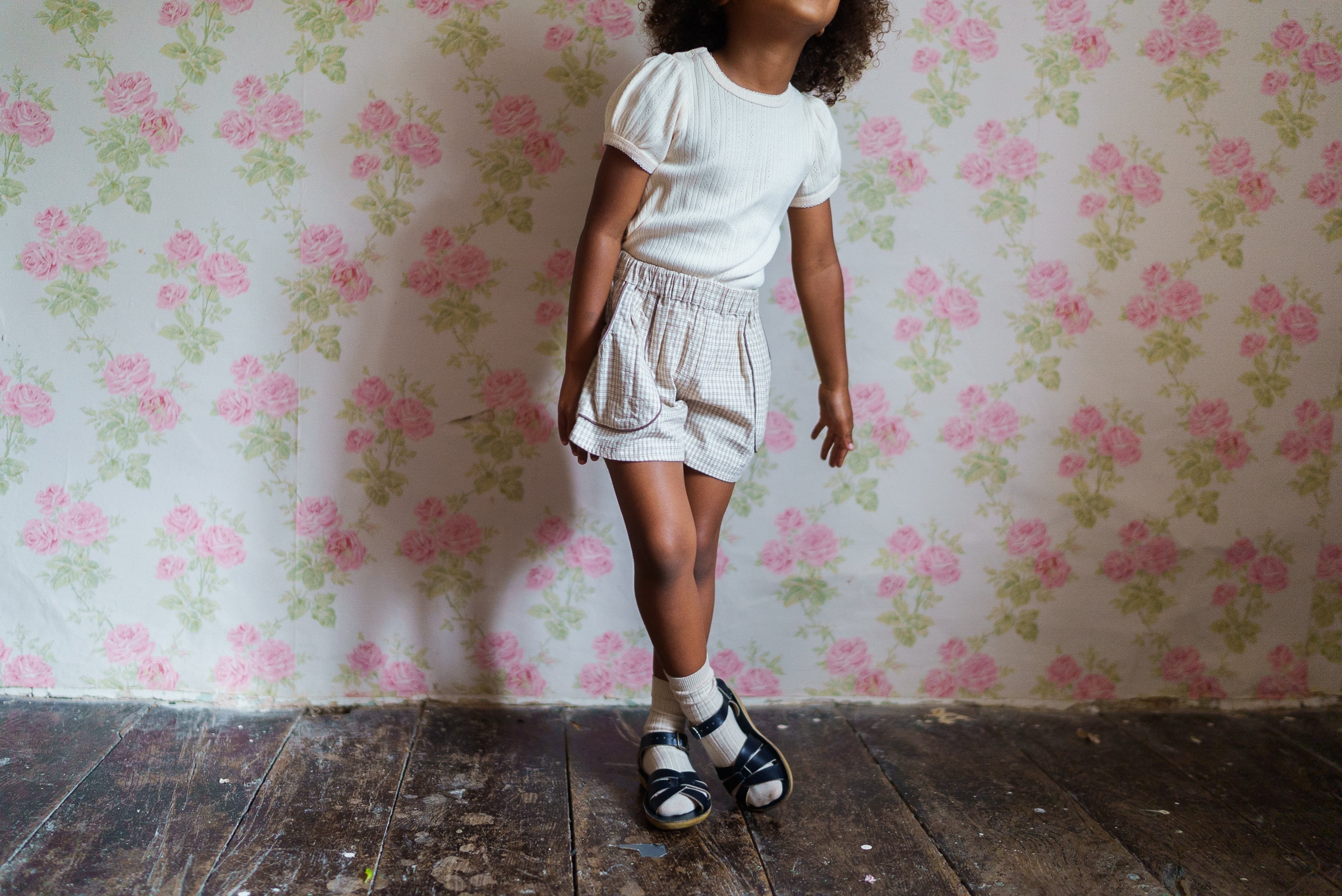 little cotton clothes  Pointelle T-shirt in Buttermilk