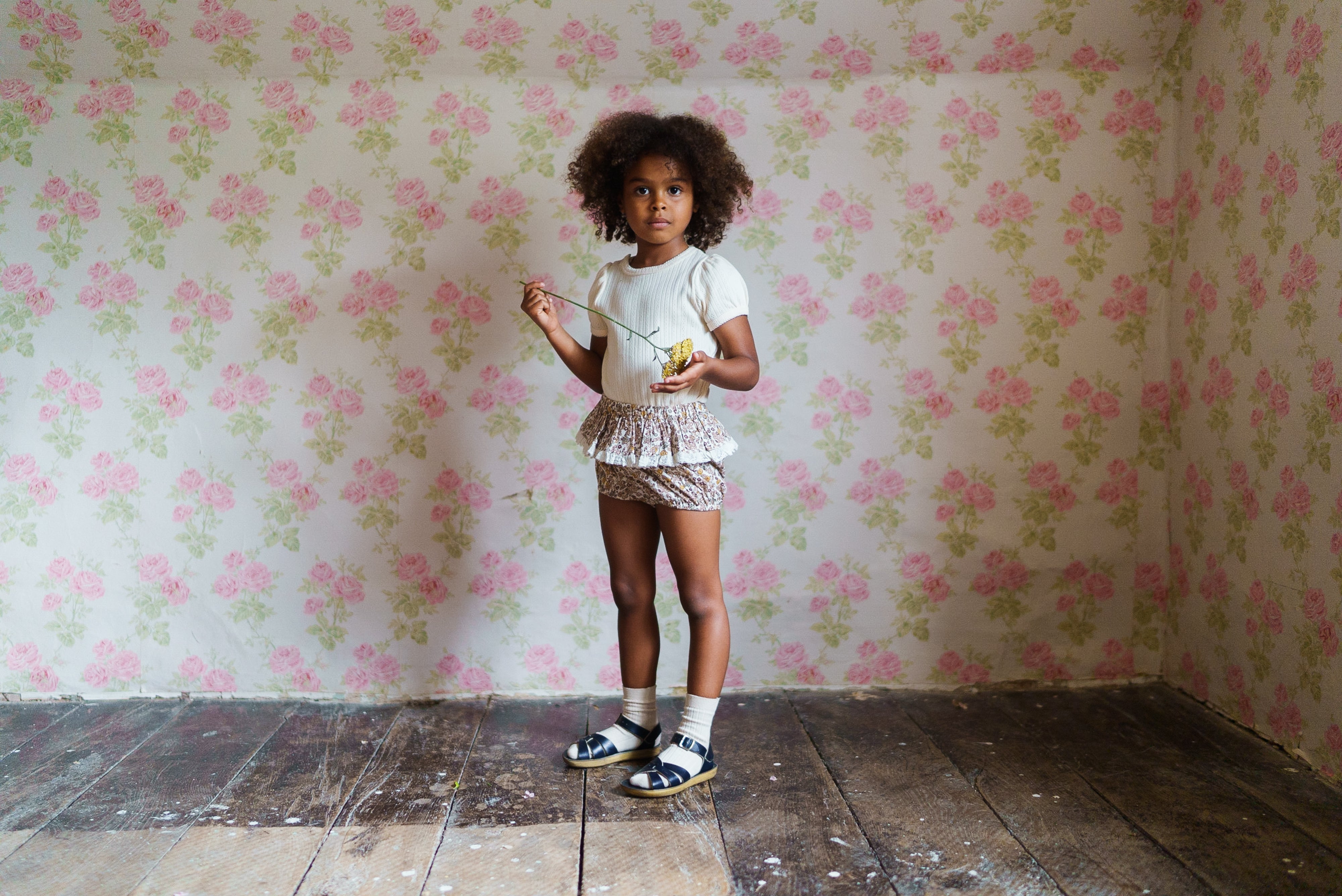 little cotton clothes  Pointelle T-shirt in Buttermilk