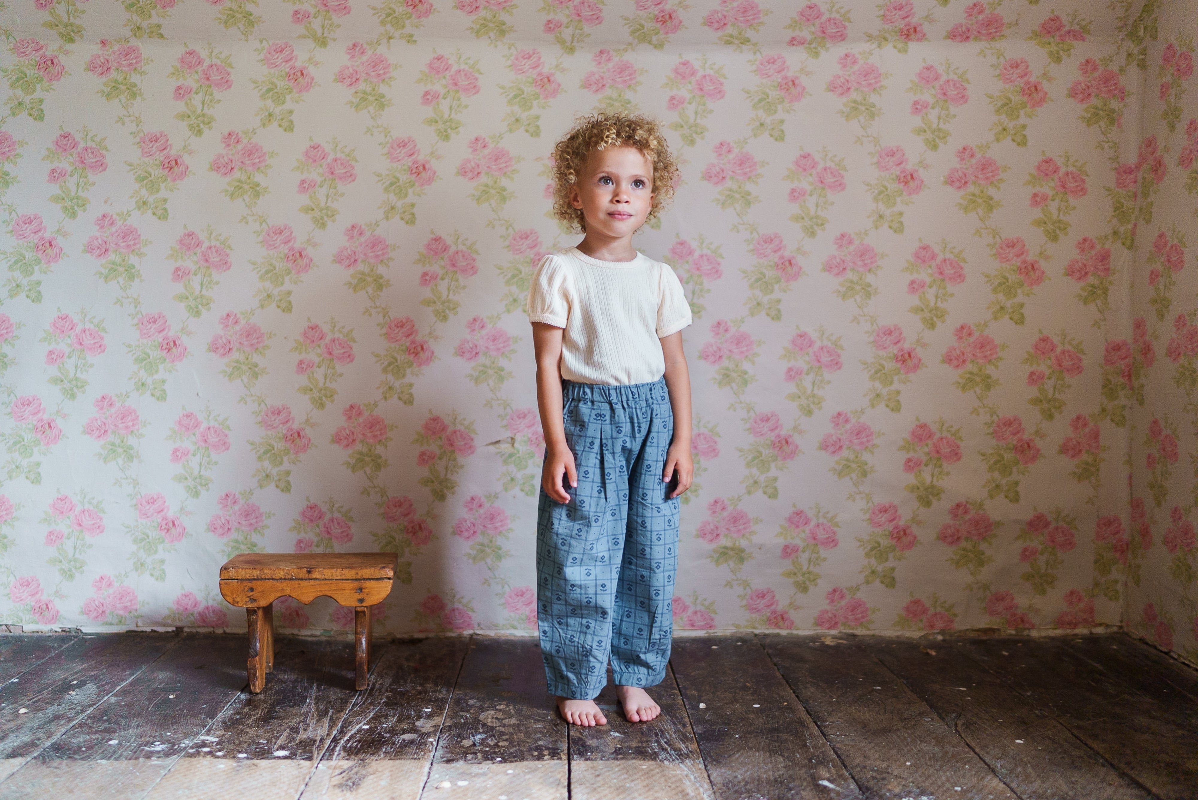 little cotton clothes  Pointelle T-shirt in Buttermilk