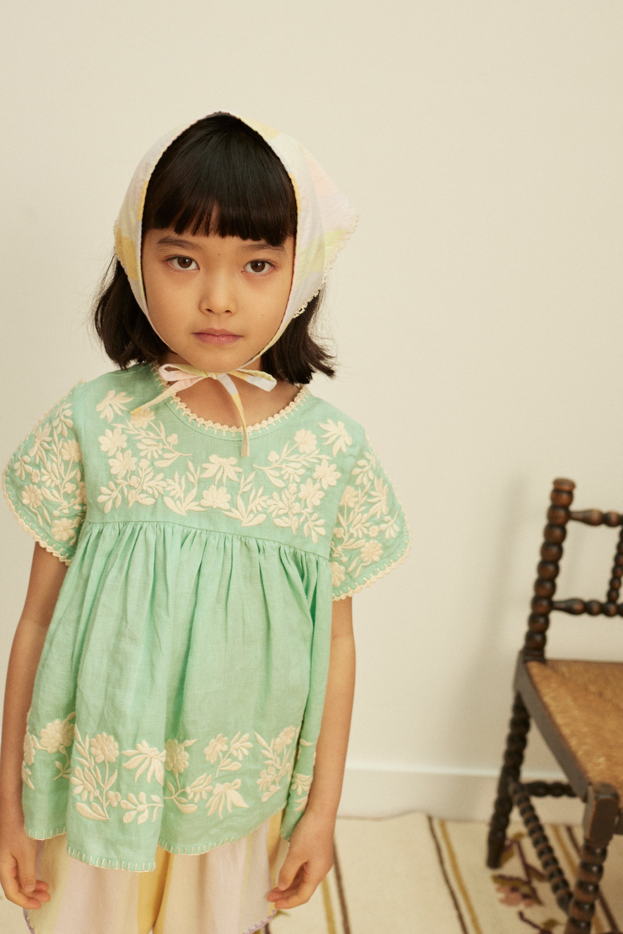 ワンピース apolina stevie blouse Seaglass 5-7Y APOLINA STEVIE BLOUSE - SEAGLASS