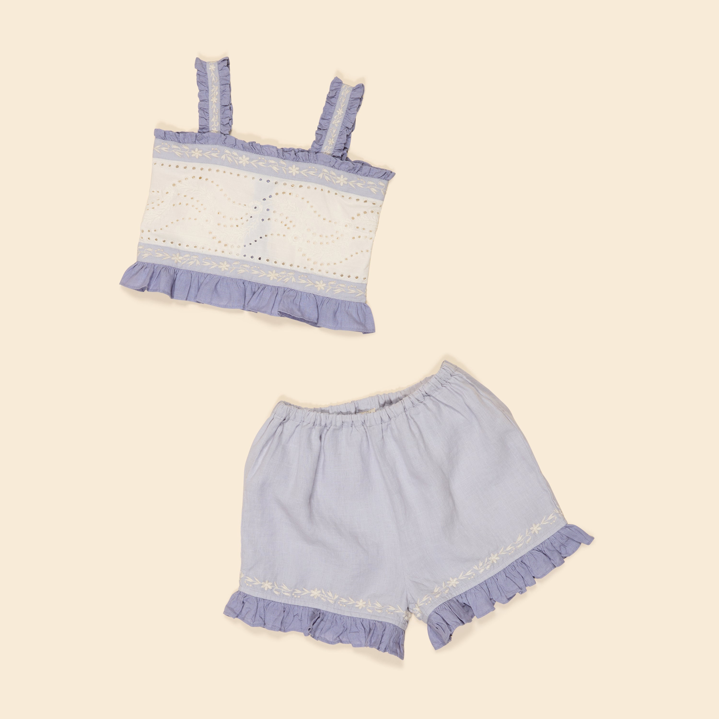 APOLINA THEODORA SHORT SET BLUE-LILAC/LILAC-GREY