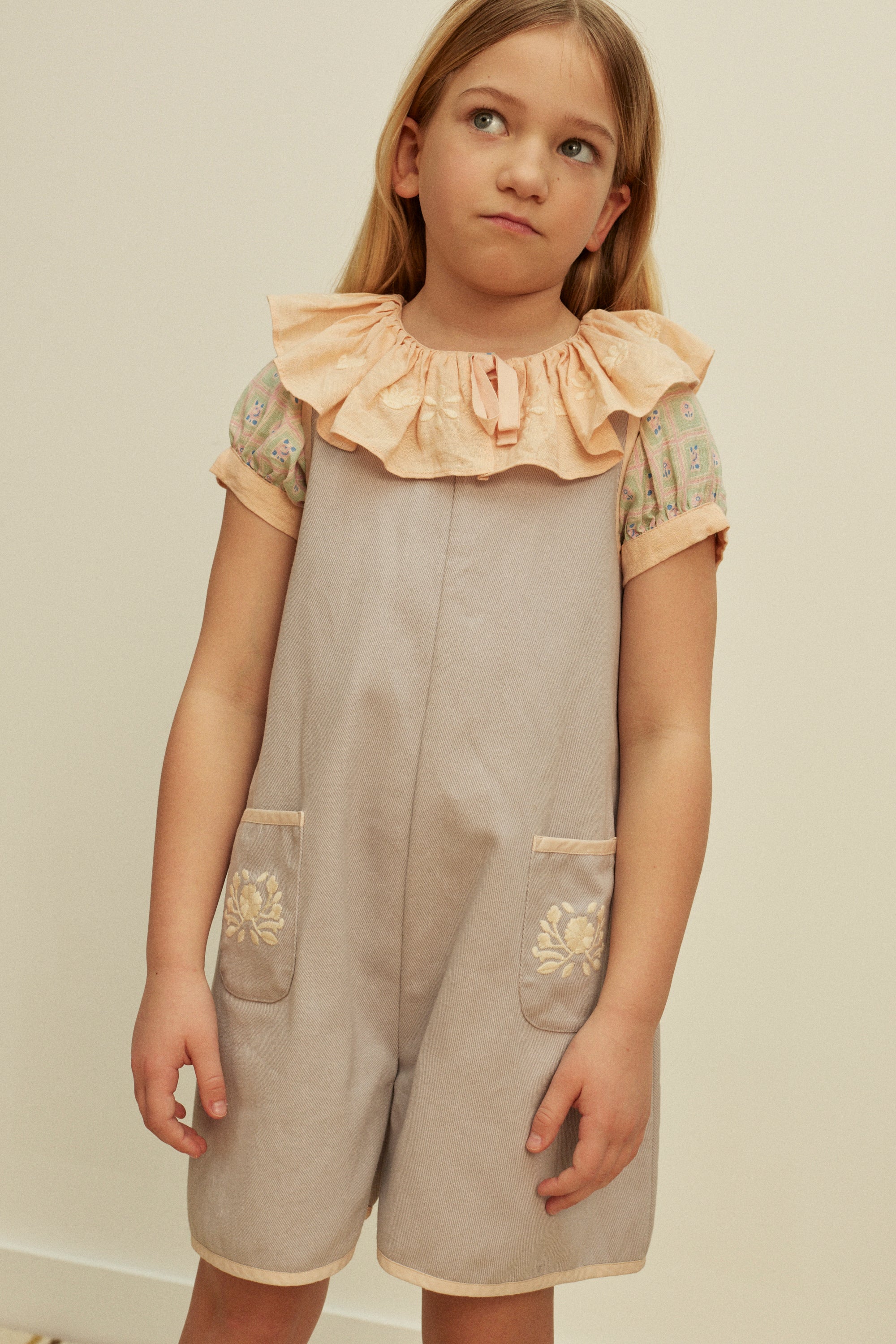 APOLINA  VADA APRON PLAYSUIT - LILAC-GREY