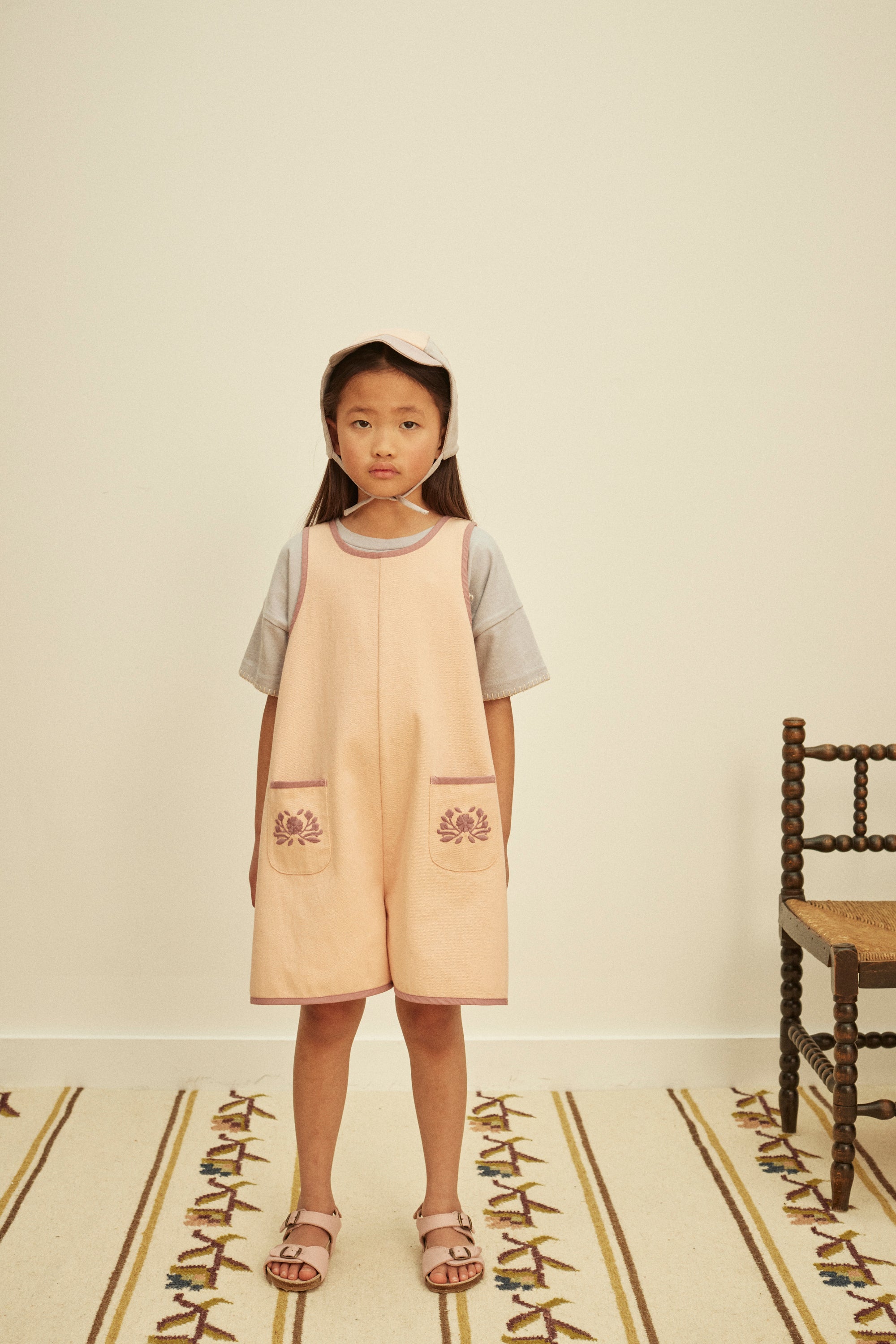 APOLINA VADA APRON PLAYSUIT - SATIN PINK