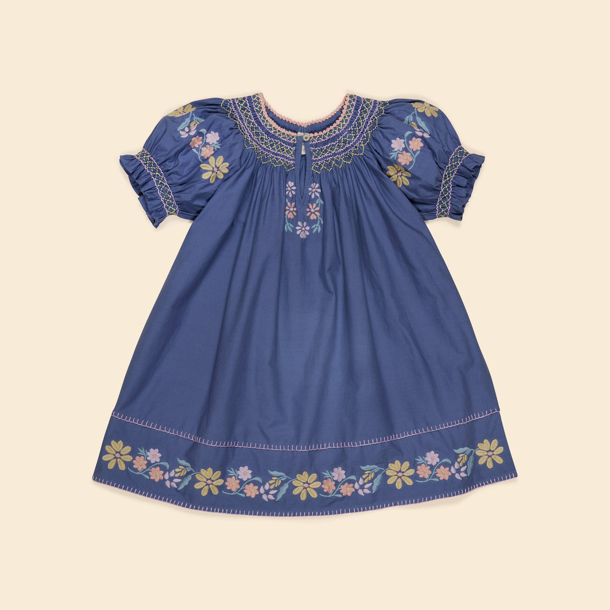 APOLINA VERNA SMOCK DRESS - AZUL
