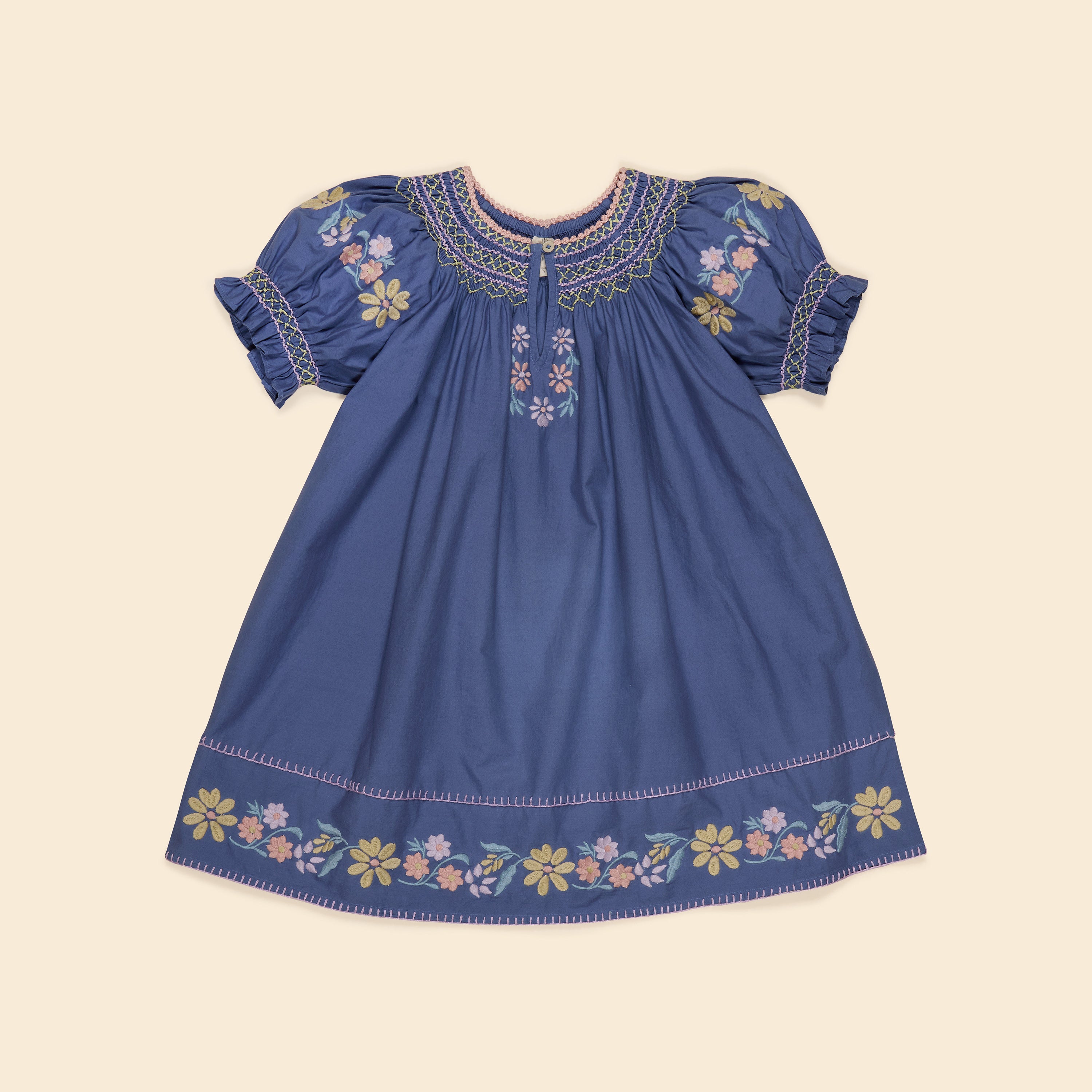 APOLINA  VERNA SMOCK DRESS - AZUL