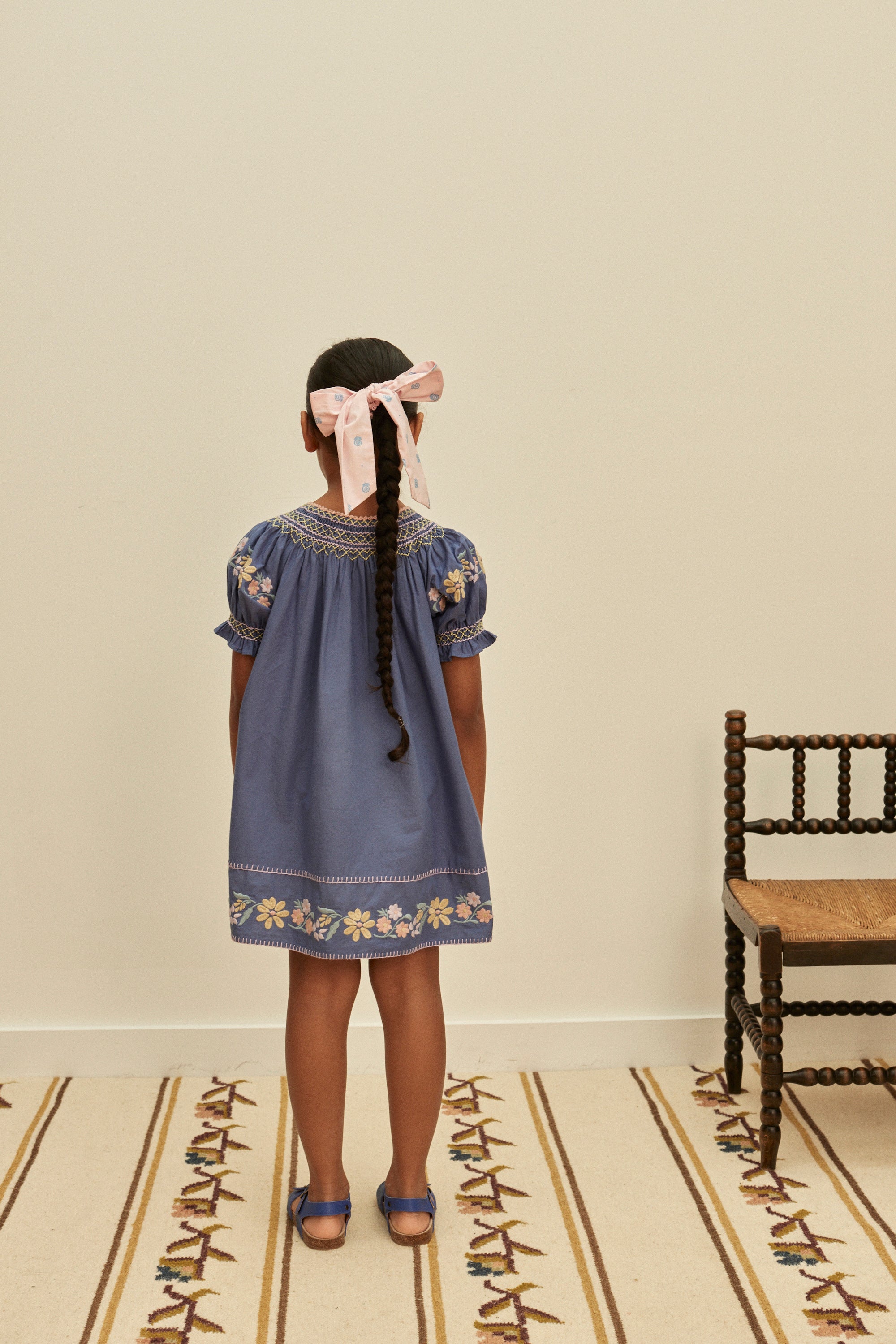 APOLINA  VERNA SMOCK DRESS - AZUL