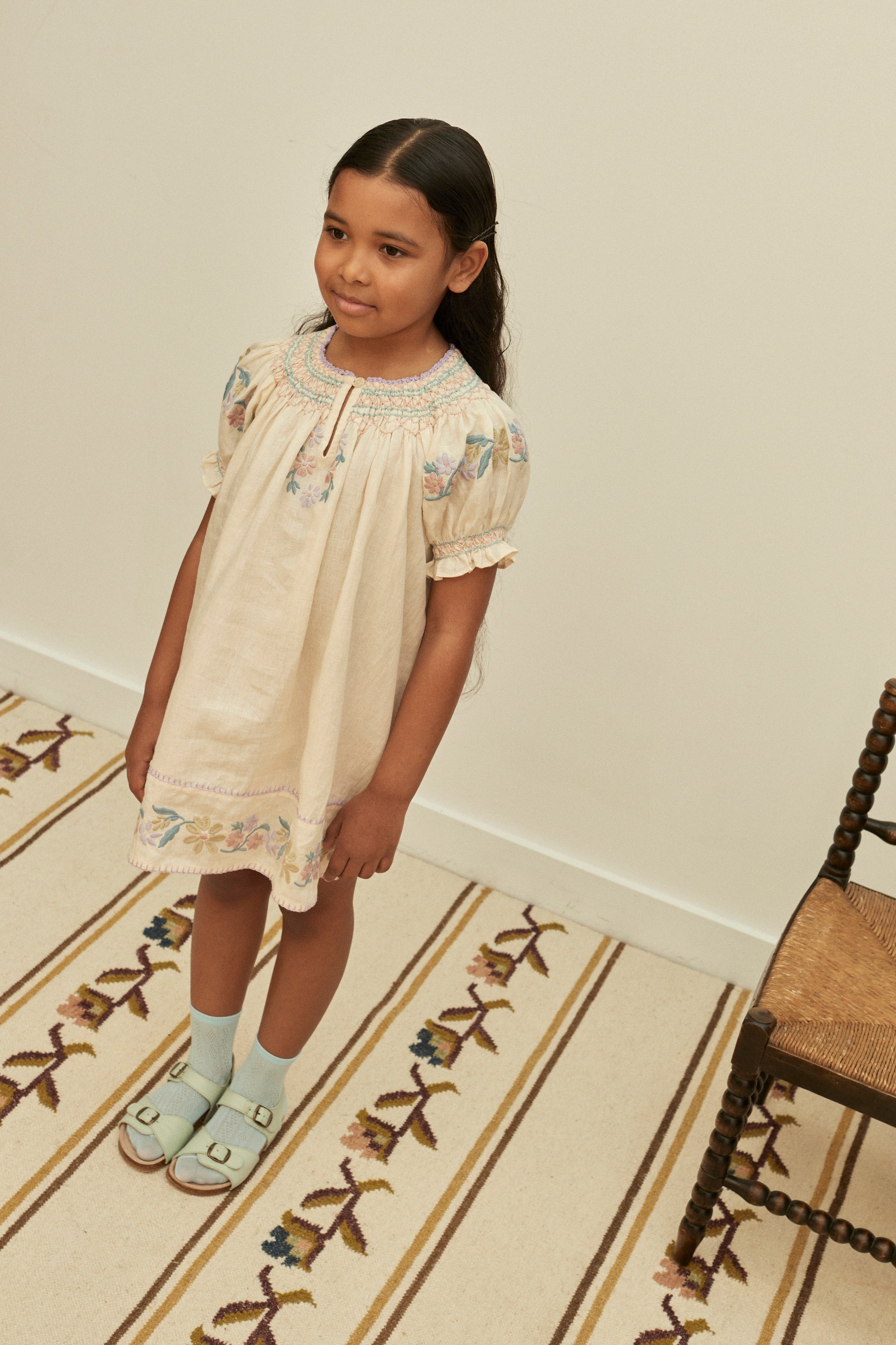 APOLINA VERNA SMOCK DRESS - CREAM