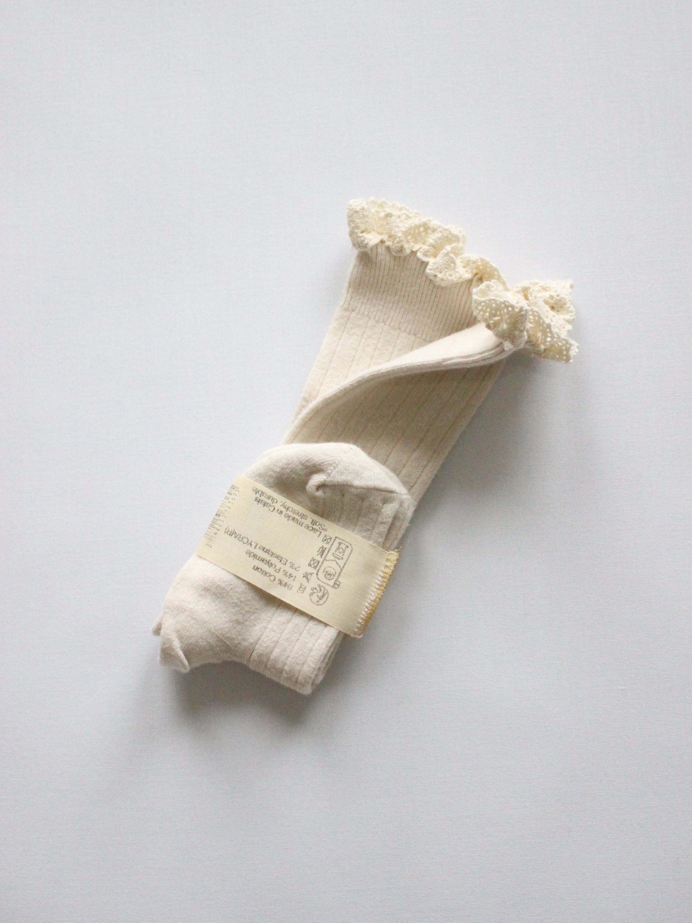 collegien Josephine lace-Trim Ribbed Knee-high Socks Doux agneaux