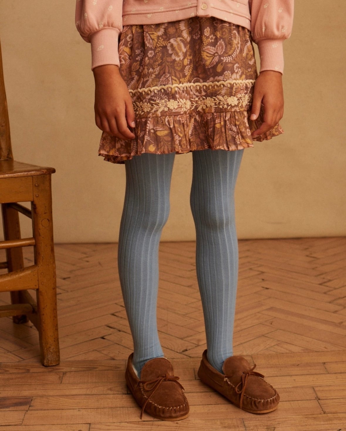 Apolina X collegien RIBBED TIGHTS Bleu Azur