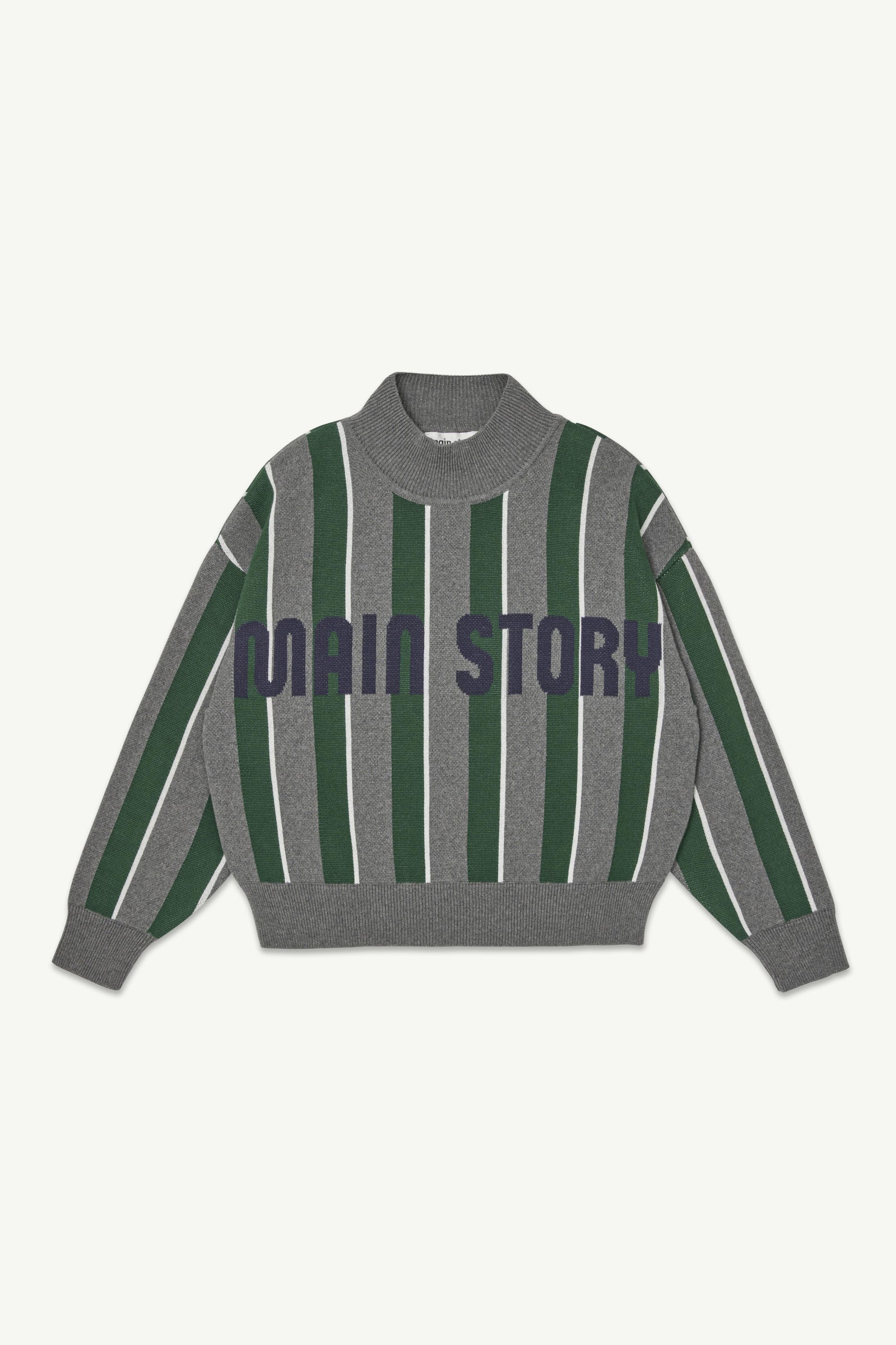 main story  Sporty Knit  Grey Melange Stripe