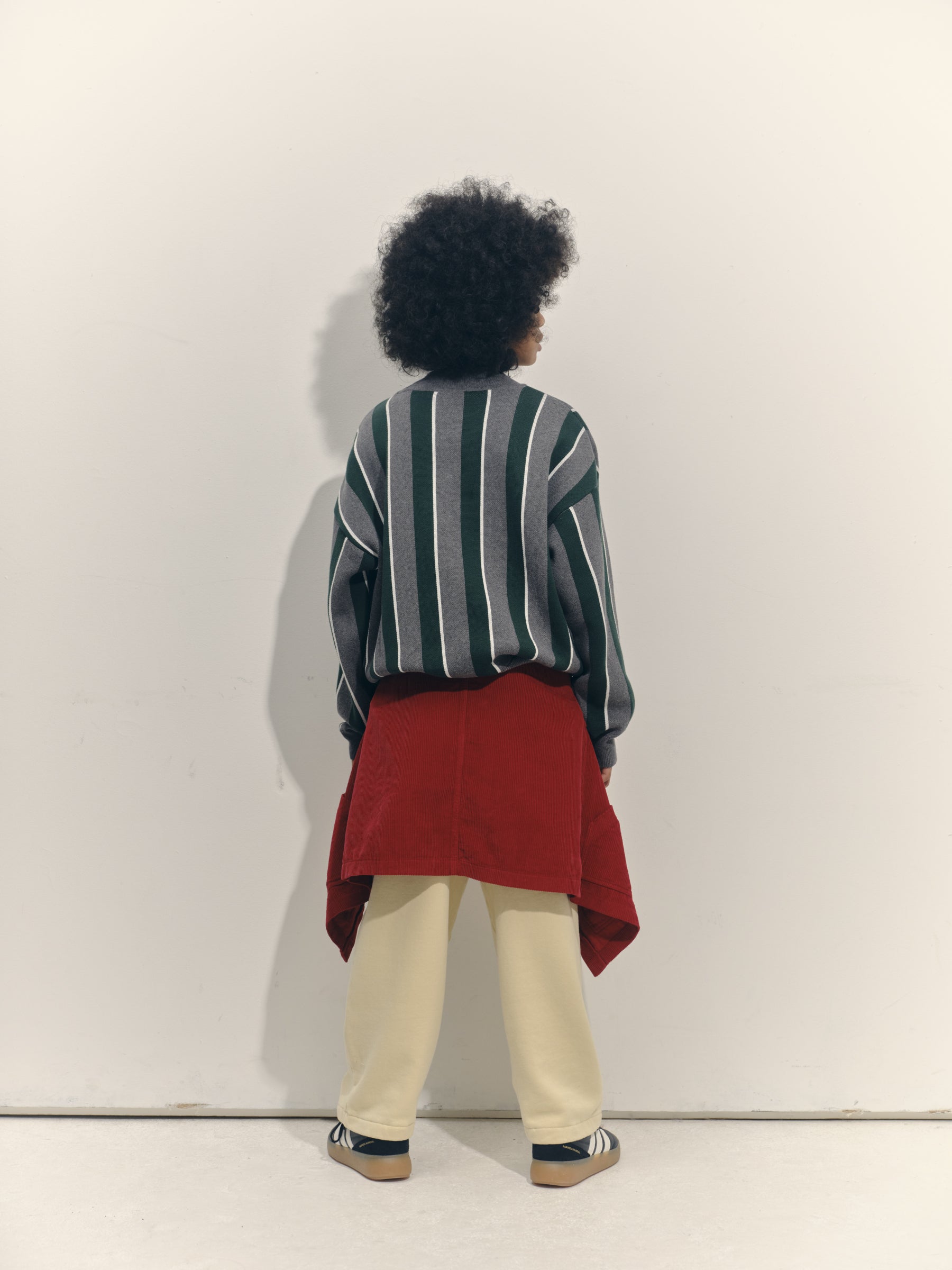 main story  Sporty Knit  Grey Melange Stripe