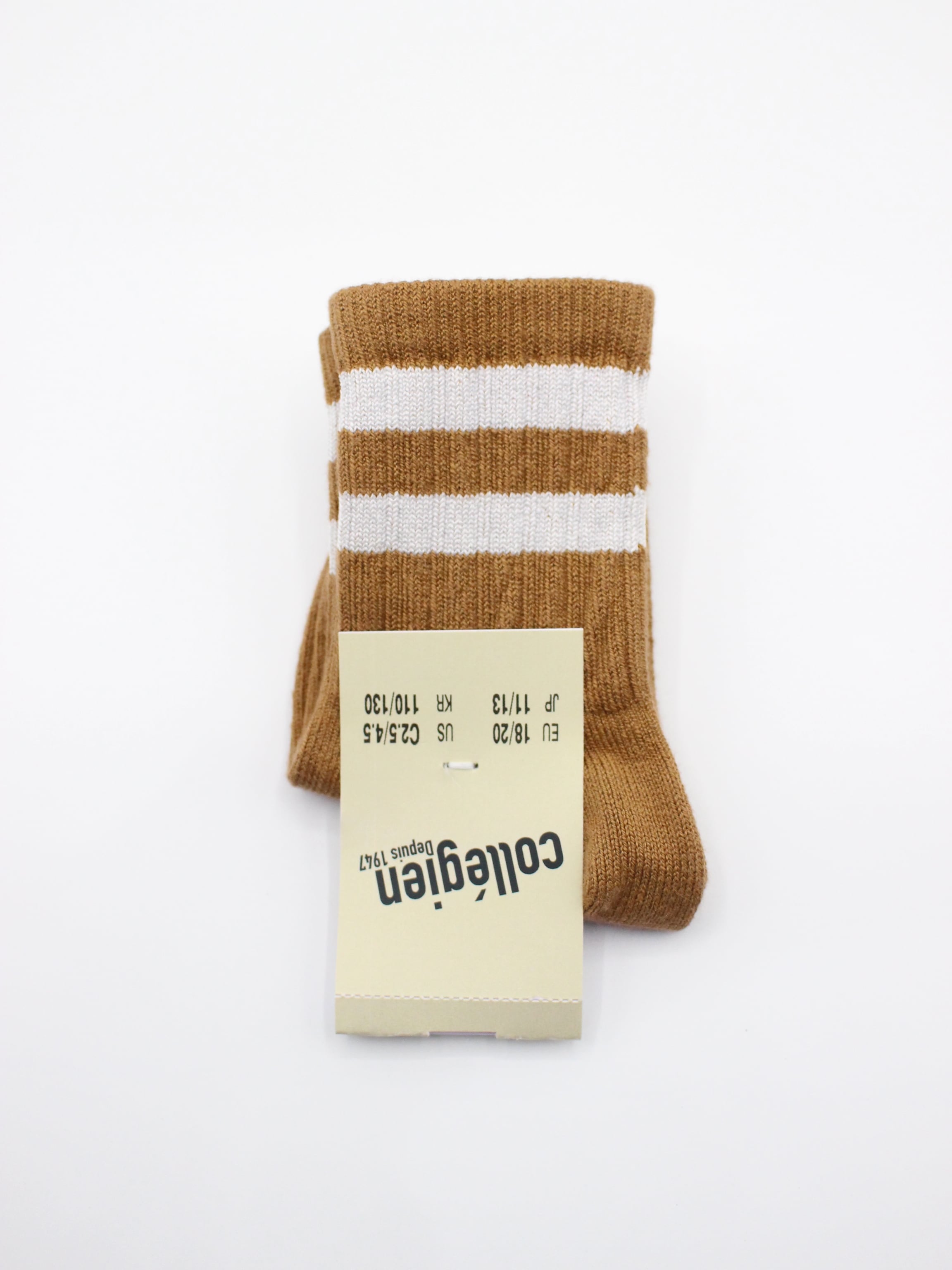 collegien Nico Ribbed Crew Socks Caramel au Beurre salo