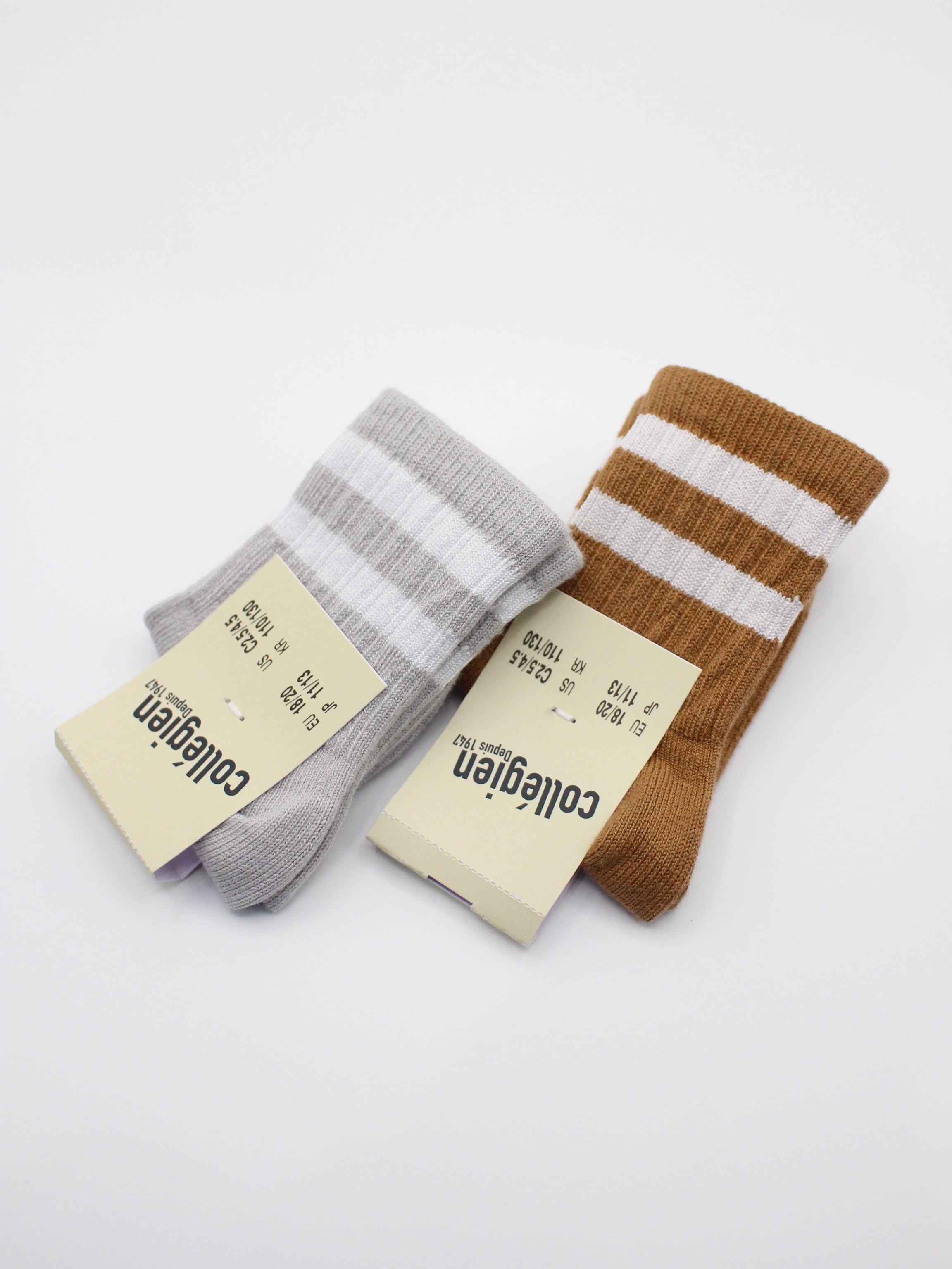 collegien Nico Ribbed Crew Socks Gris Perle