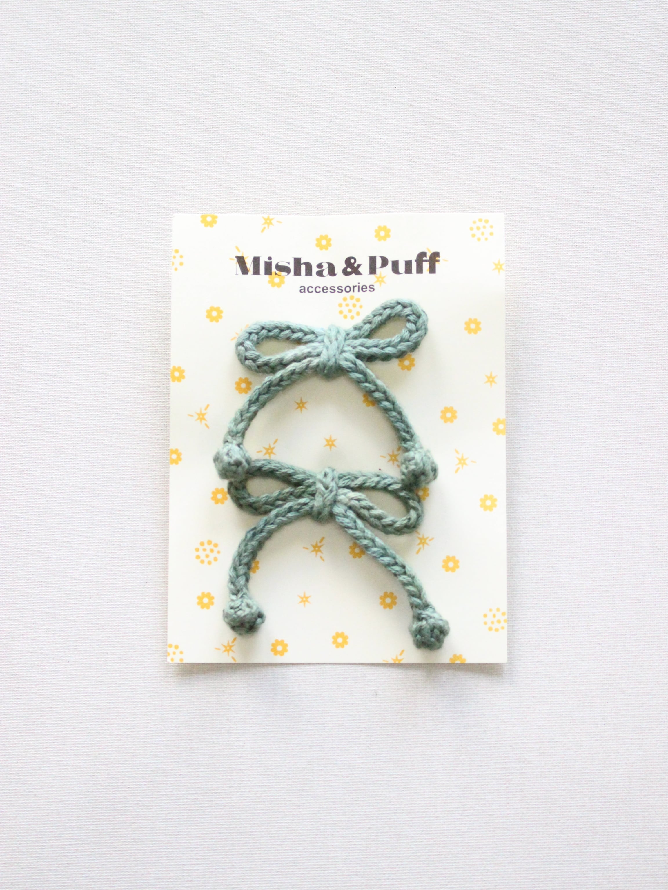 Misha & Puff Popcorn Bow Elastic Oakmoss