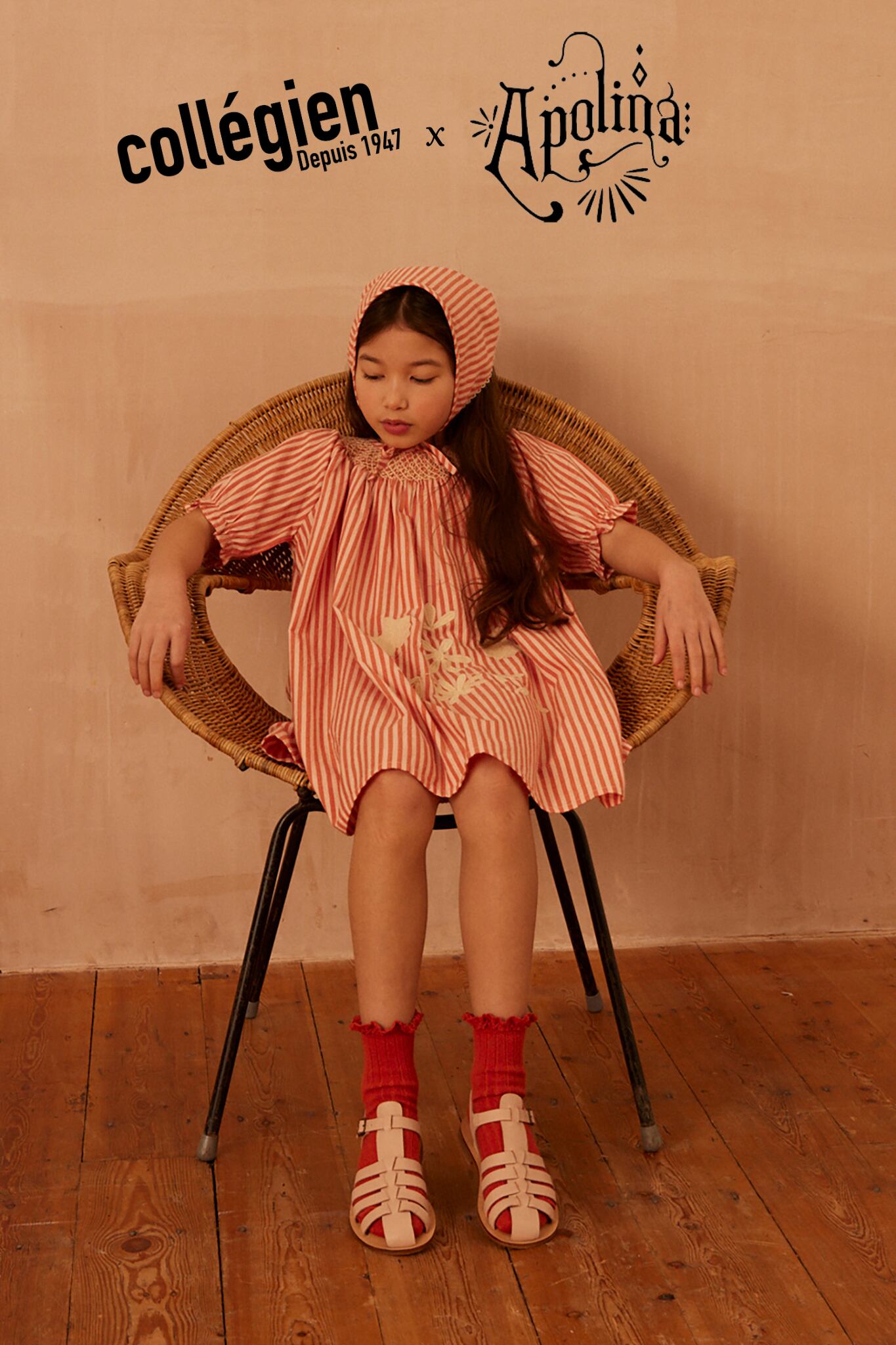 Apolina X collegien  Lili - Lace Trim Ribbed Ankle Socks  Orange Confite