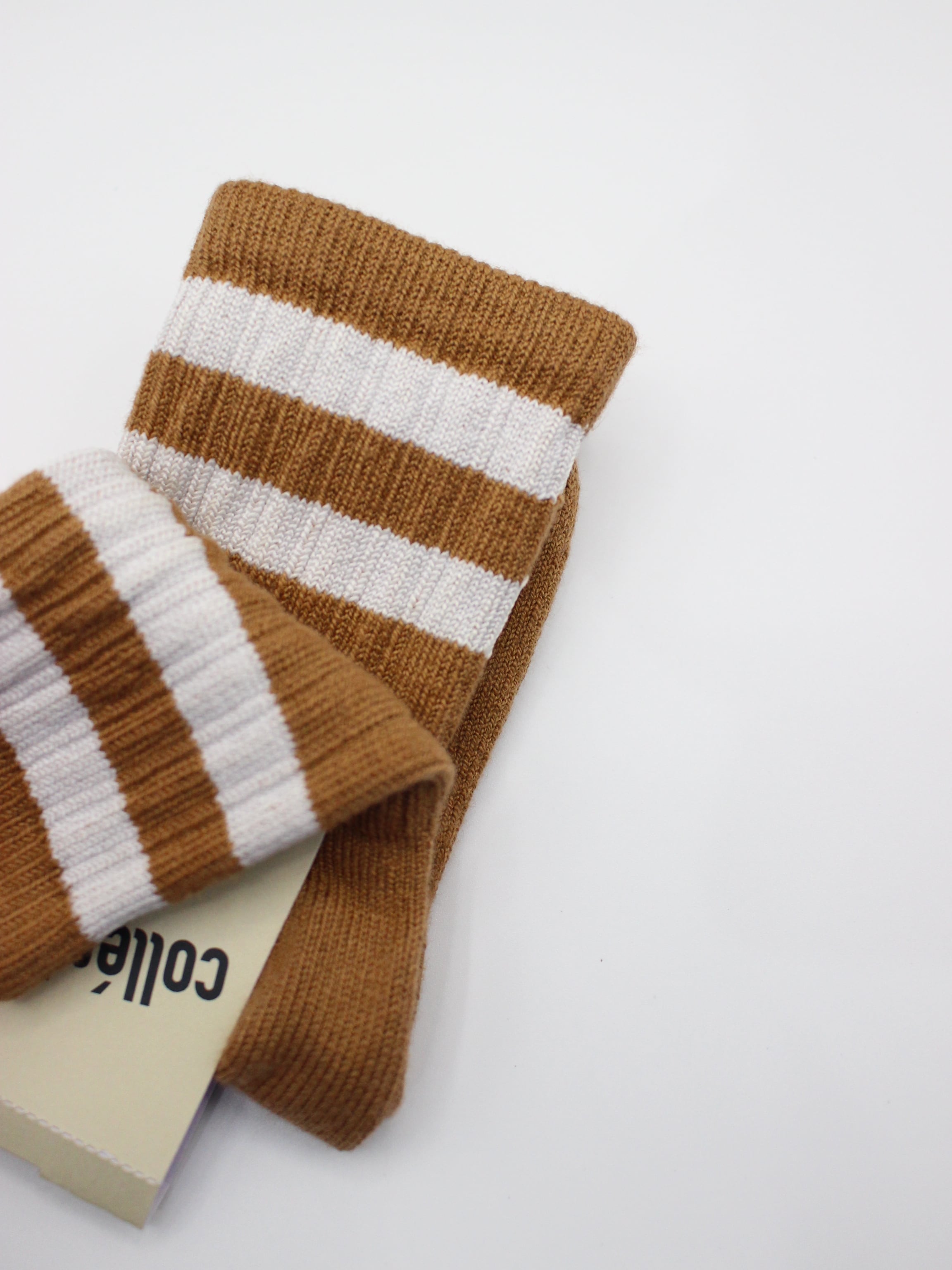 collegien Nico Ribbed Crew Socks Caramel au Beurre salo