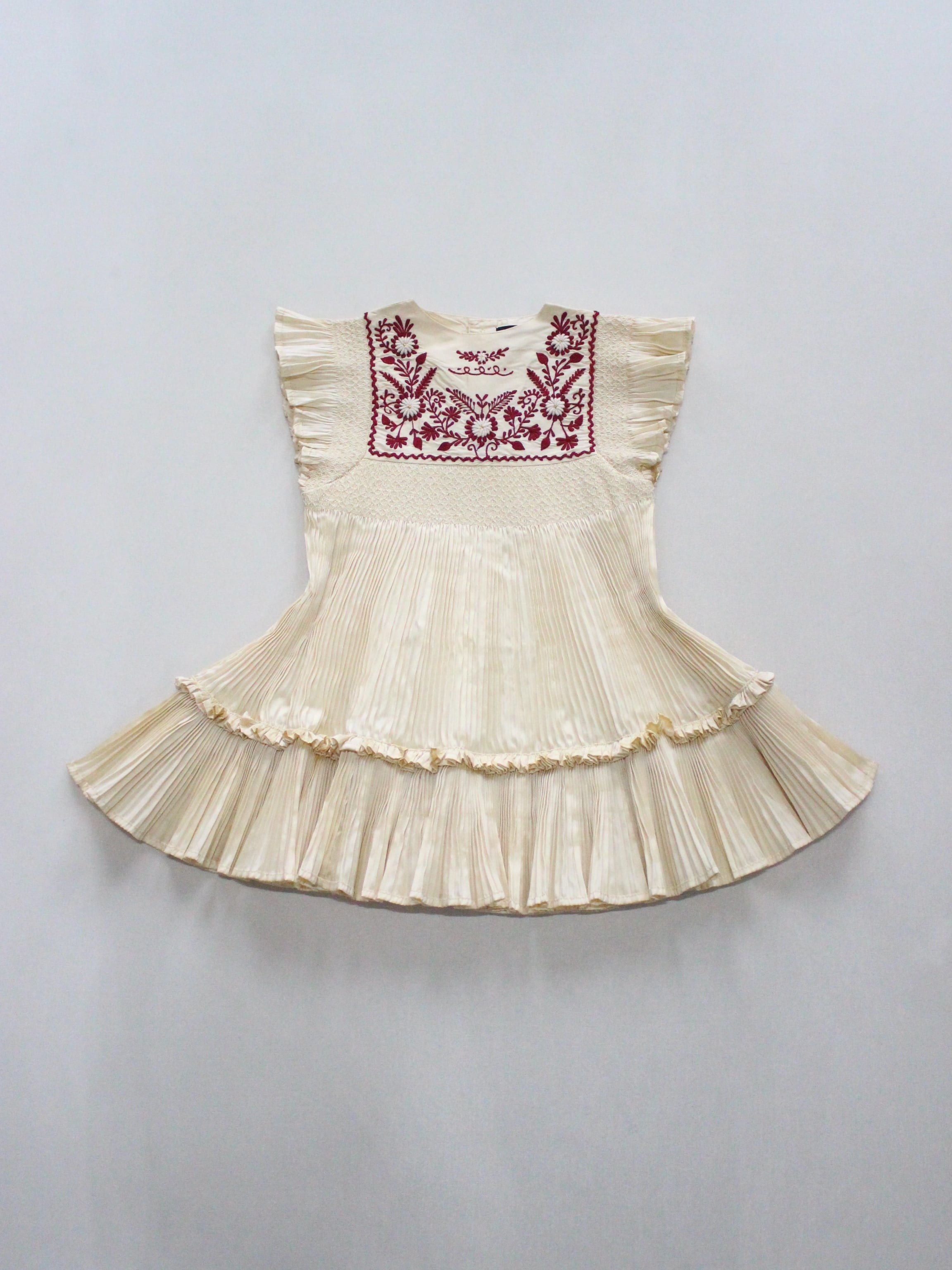 BONJOUR DIARY Dress pleated ivory taffetas