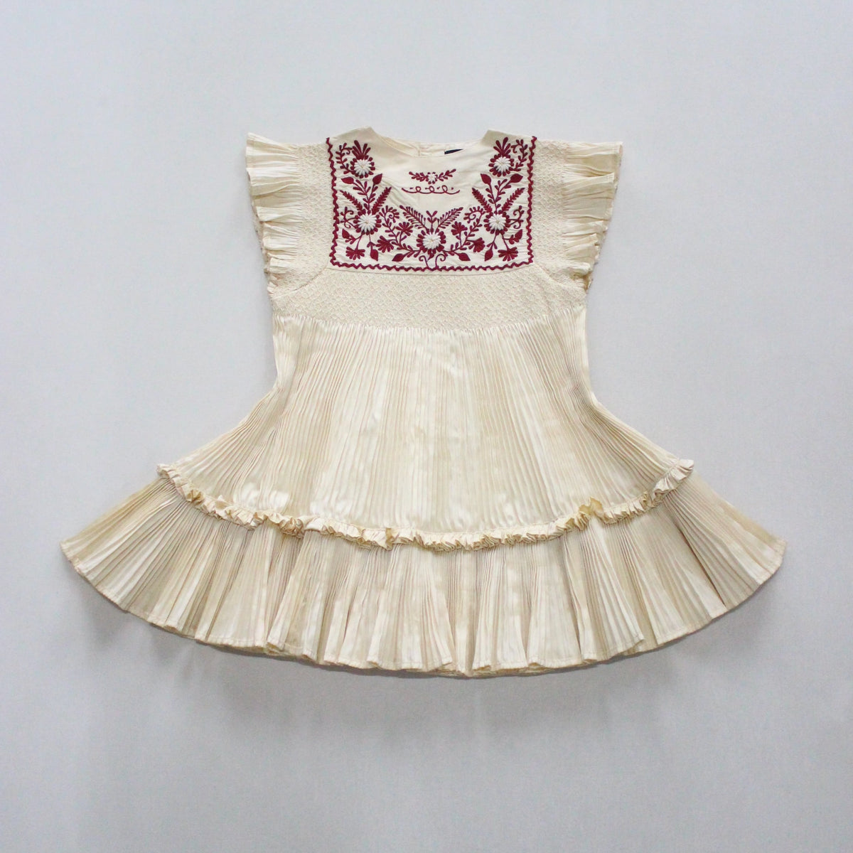 BONJOUR DIARY Dress pleated ivory taffetas