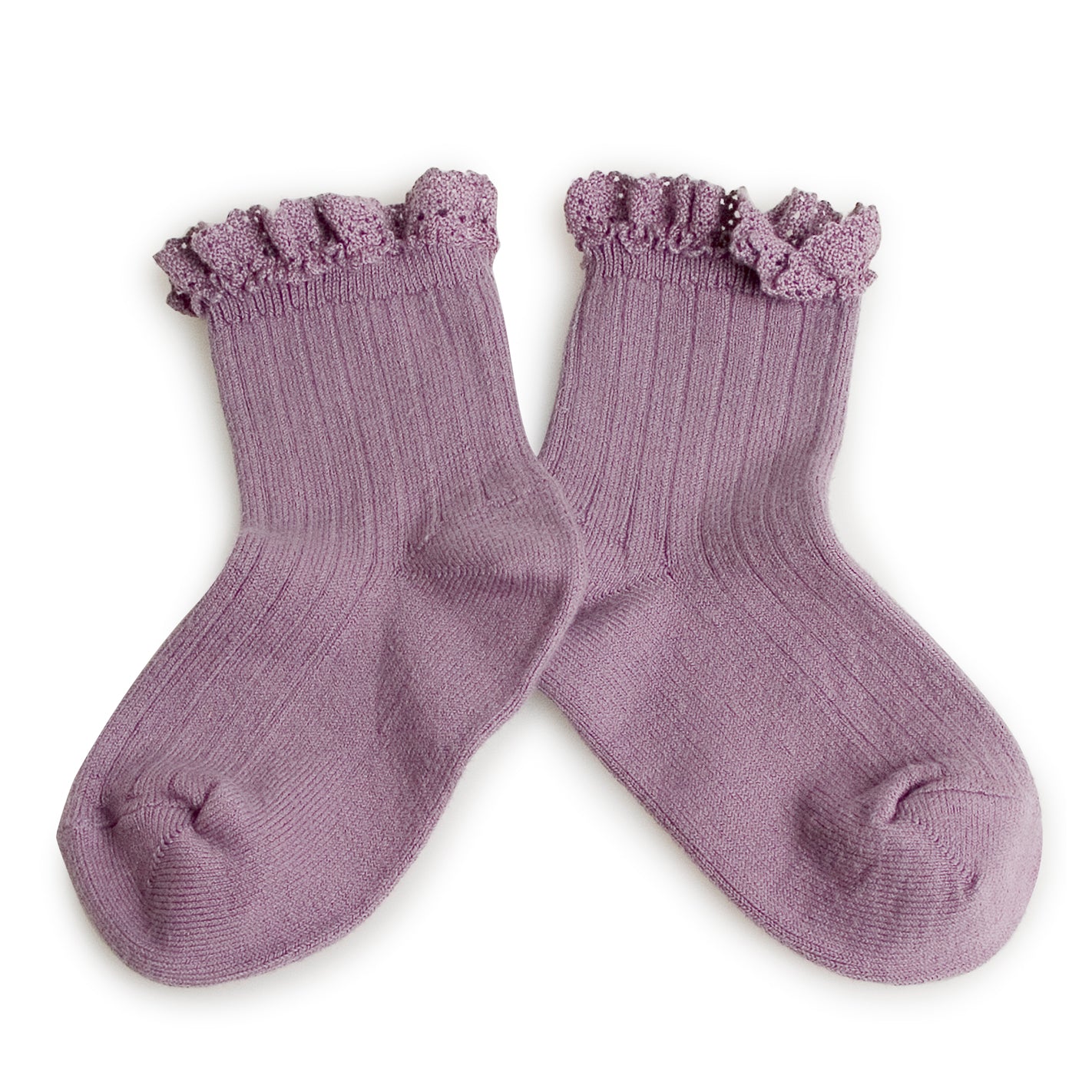 collegien  Lili - Lace Trim Ribbed Ankle Socks  glycine du japon　