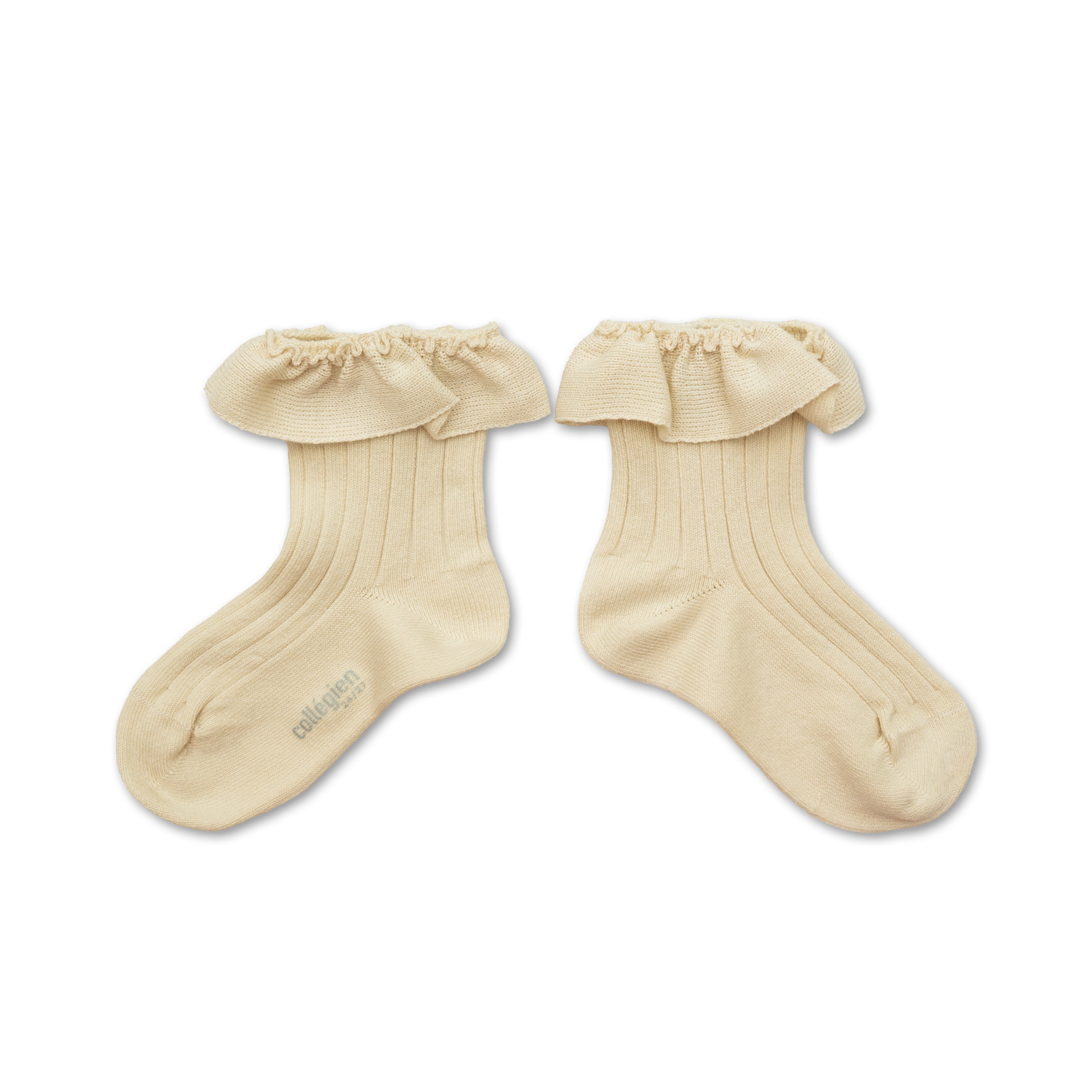 collegien  Ludivine - Ribbed Ankle Socks with Jersey Ruffle  doux agneaux
