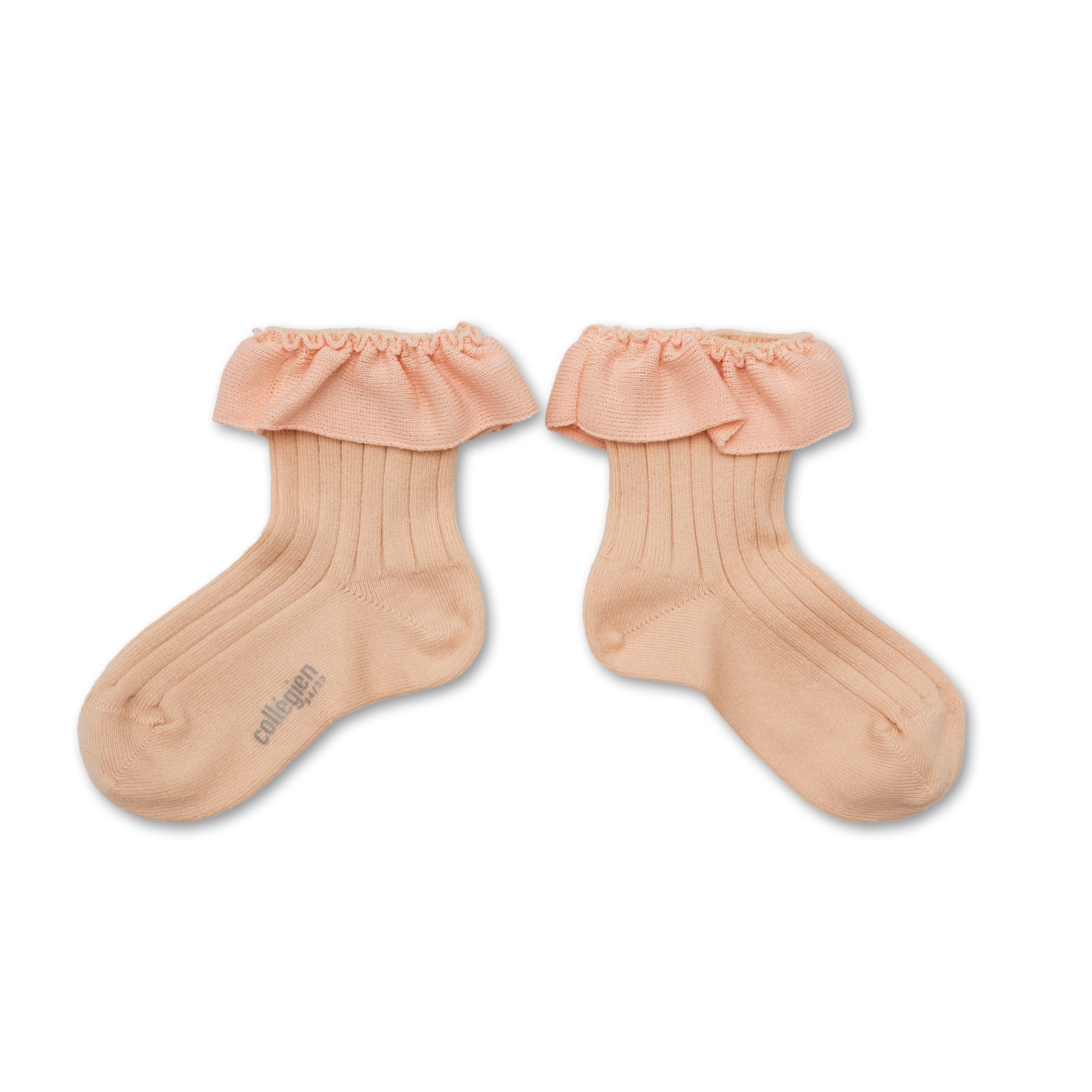 collegien  Ludivine - Ribbed Ankle Socks with Jersey Ruffle  sorbet